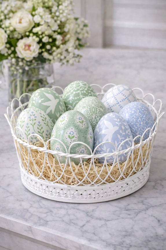 Sage Green Polka Dot & Tulip Egg