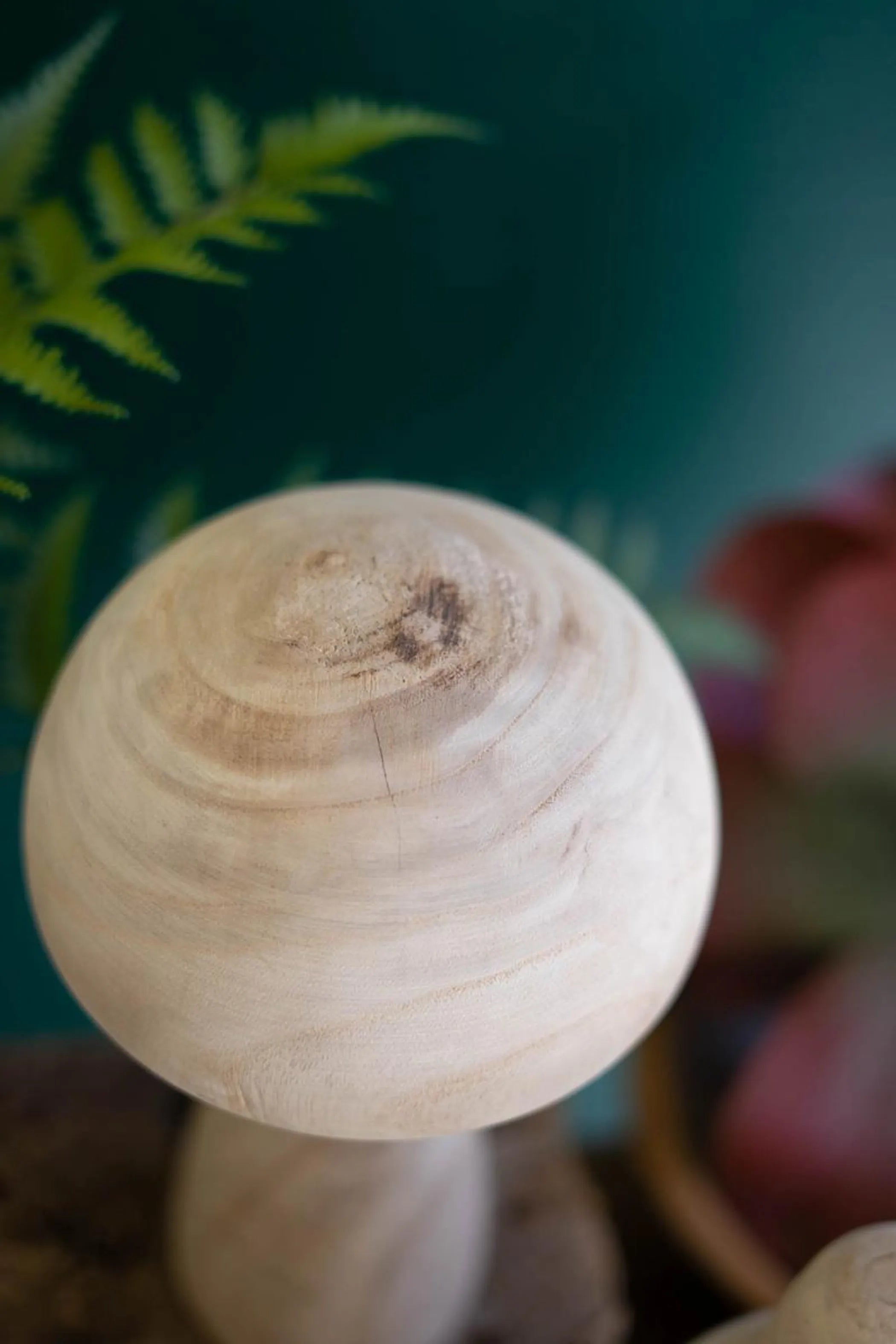 SET OF THREE NATURAL WOODEN MUSHROOMS