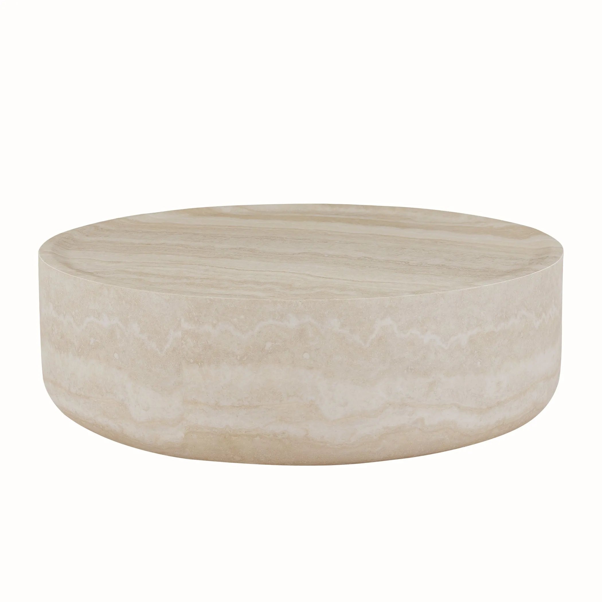 Marble-Effect Round Fiberglass Coffee Table on a white background