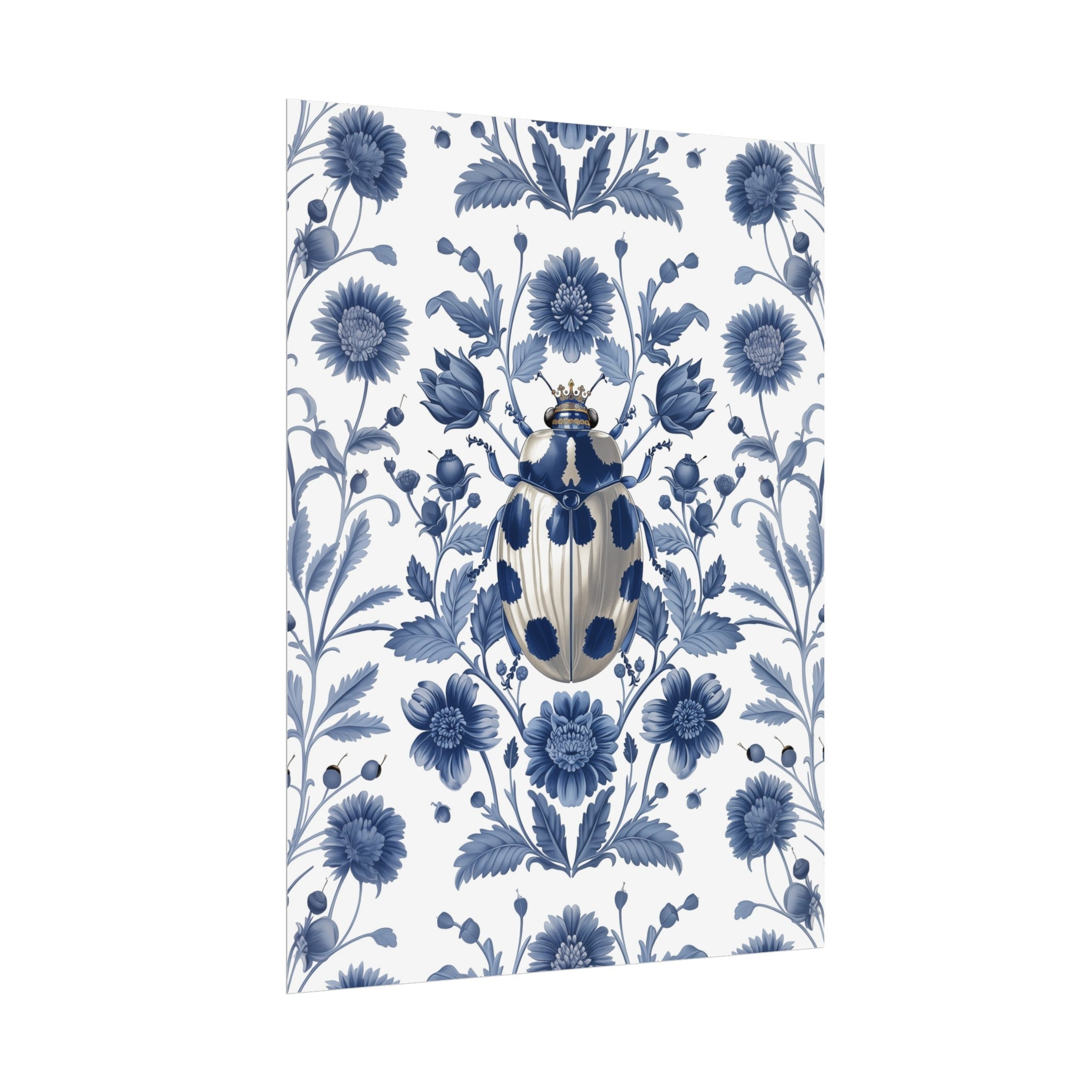 Chinoiserie Wall Art Print - Ladybug in Blue and White