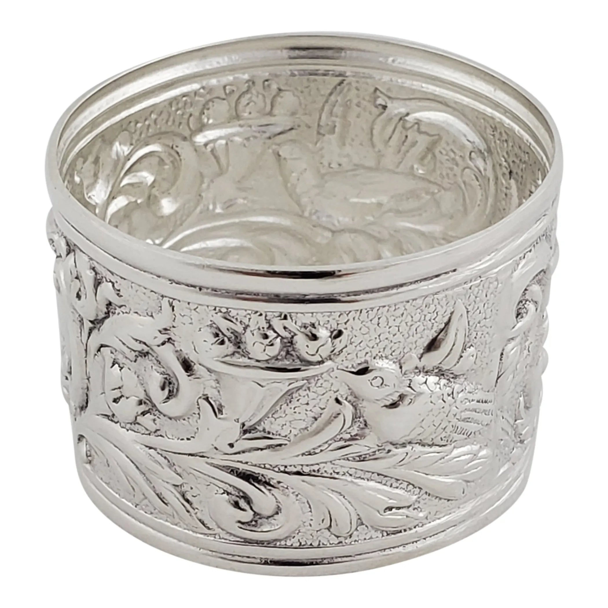 Napkin Ring Bird & Mask Design English Silver Plate