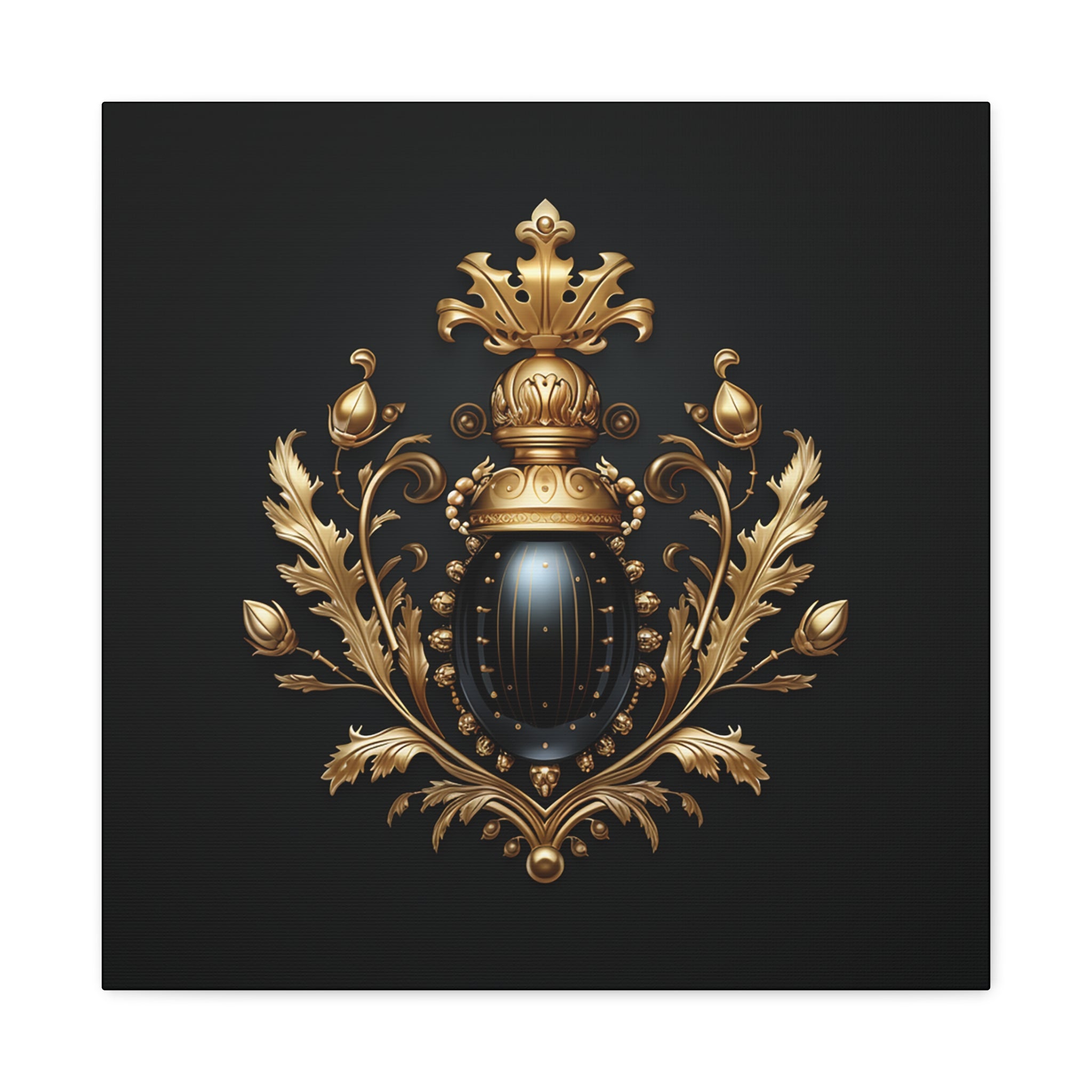 Beetle Wall Art - Canvas Print Gallery Wrap - Renaissance Gold and Black Emblem