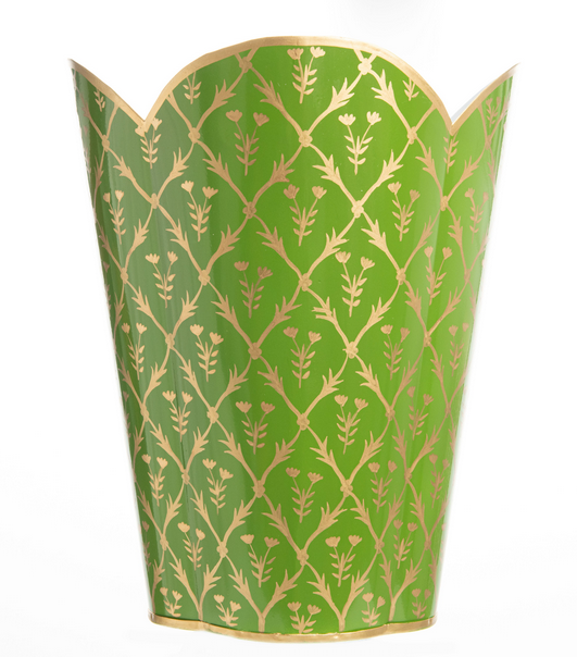 Moss Green & Gold Tulip Wastepaper Basket & Tissue (3 Options)