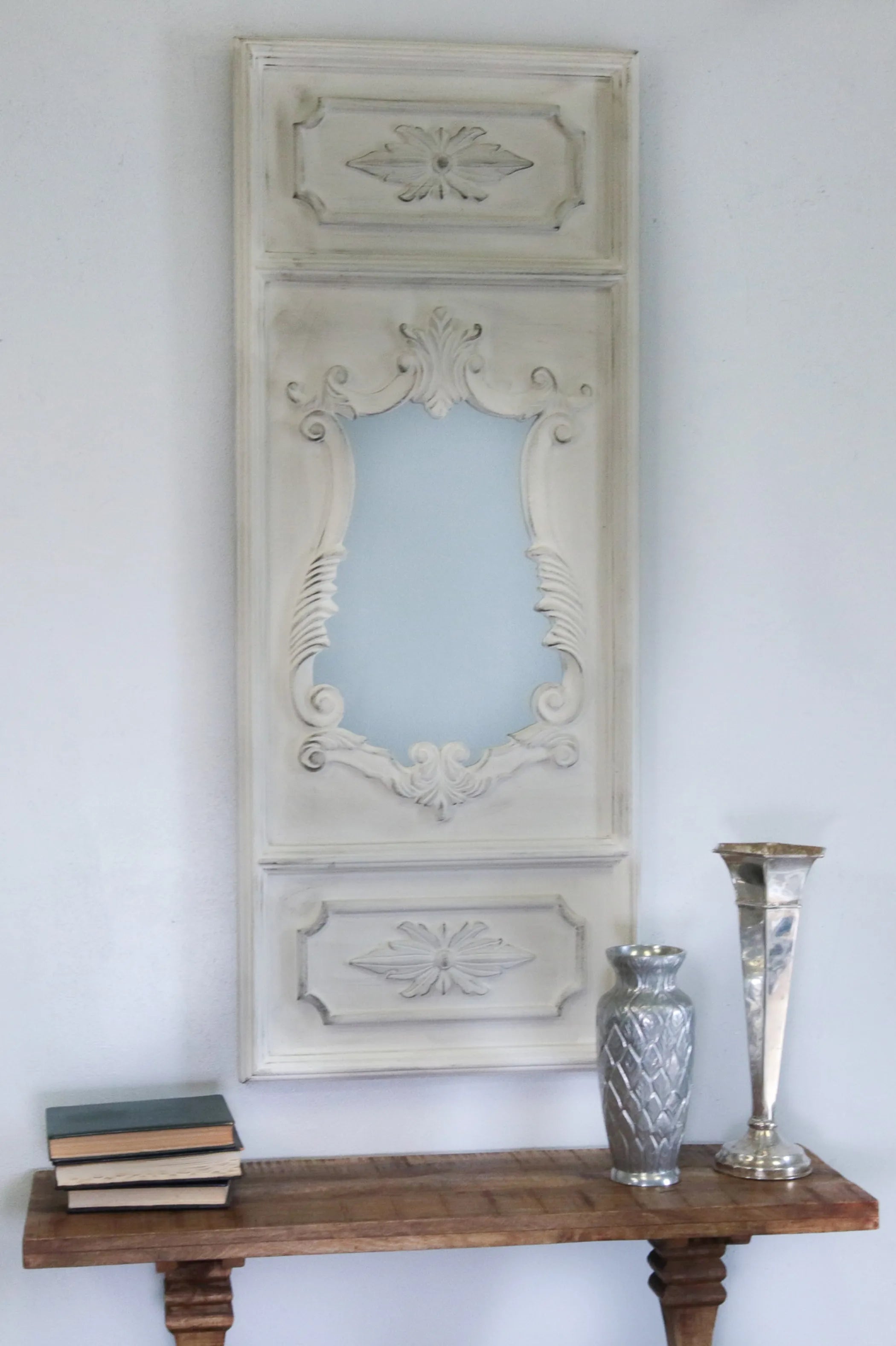 Angelique French Trumeau Stone White Wall Mirror