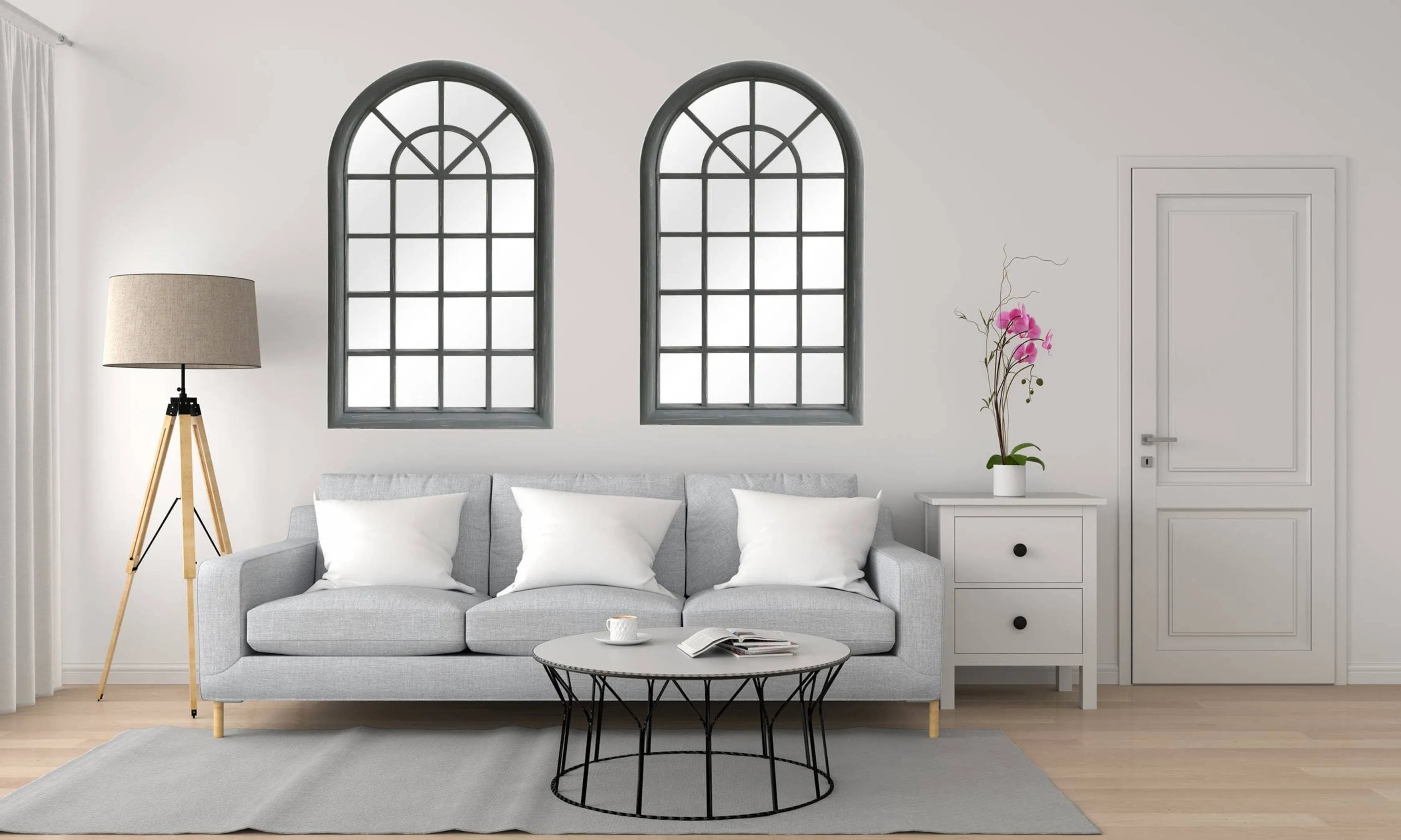 Arched Window Pane Mirror 25.5 x 42.2 x 1.2 inches