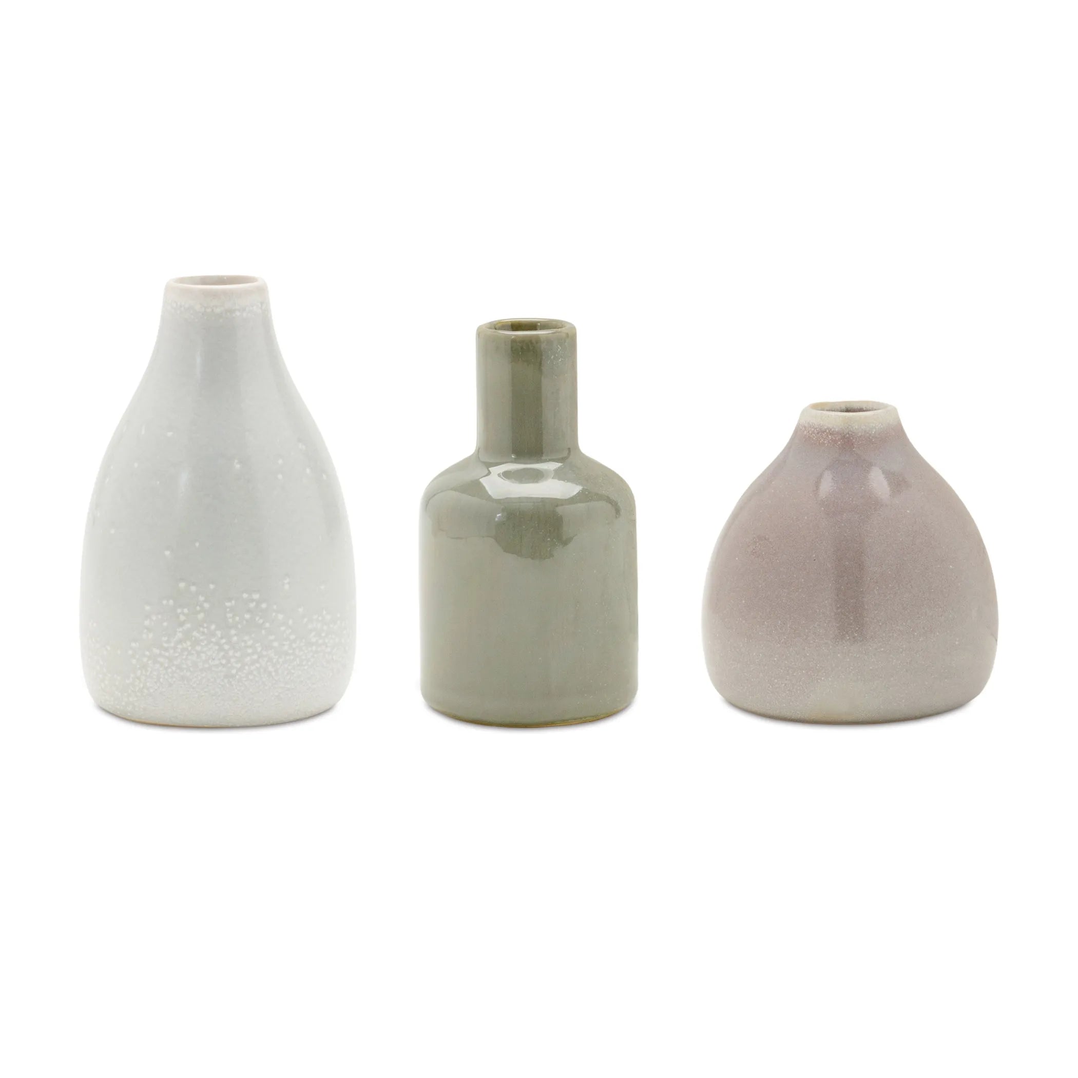 Ceramic Bud Vase Cool Blue, White, and Green Tones - Pack Of: Set of 4 | Materials: Ceramic | Colors: Blue; green | Décor style: Cottage