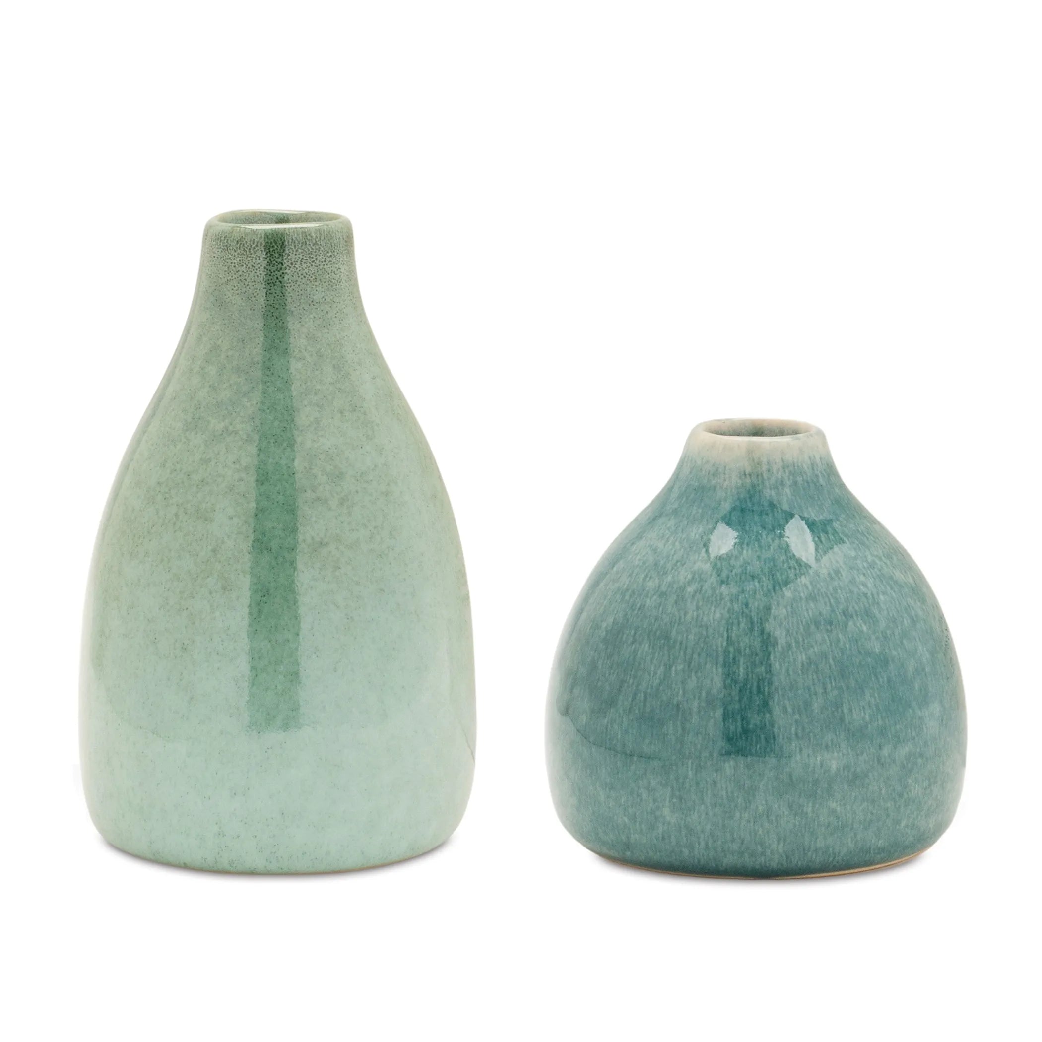 Ceramic Bud Vase Cool Blue, White, and Green Tones - Pack Of: Set of 4 | Materials: Ceramic | Colors: Blue; green | Décor style: Cottage
