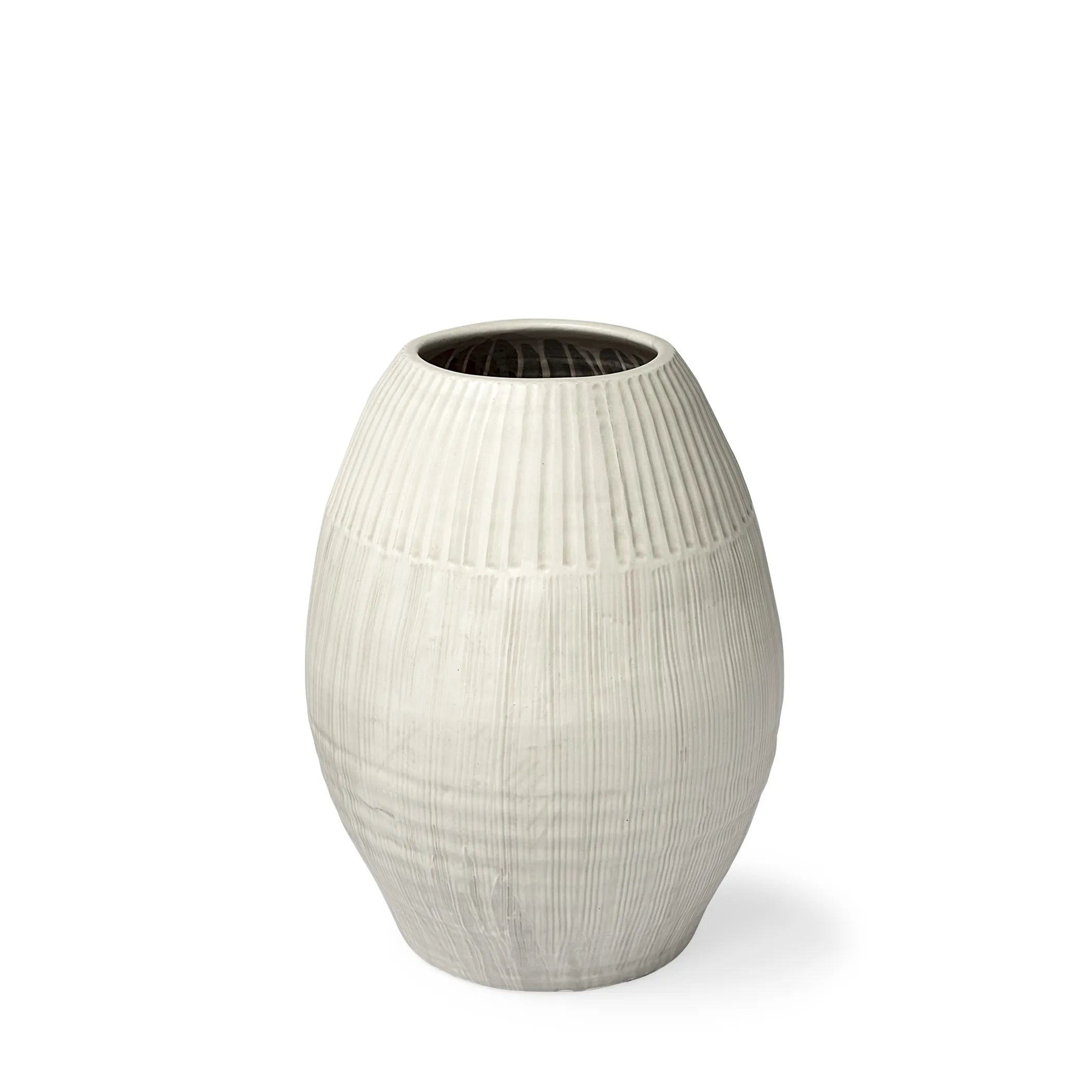 White textured vase on a white background