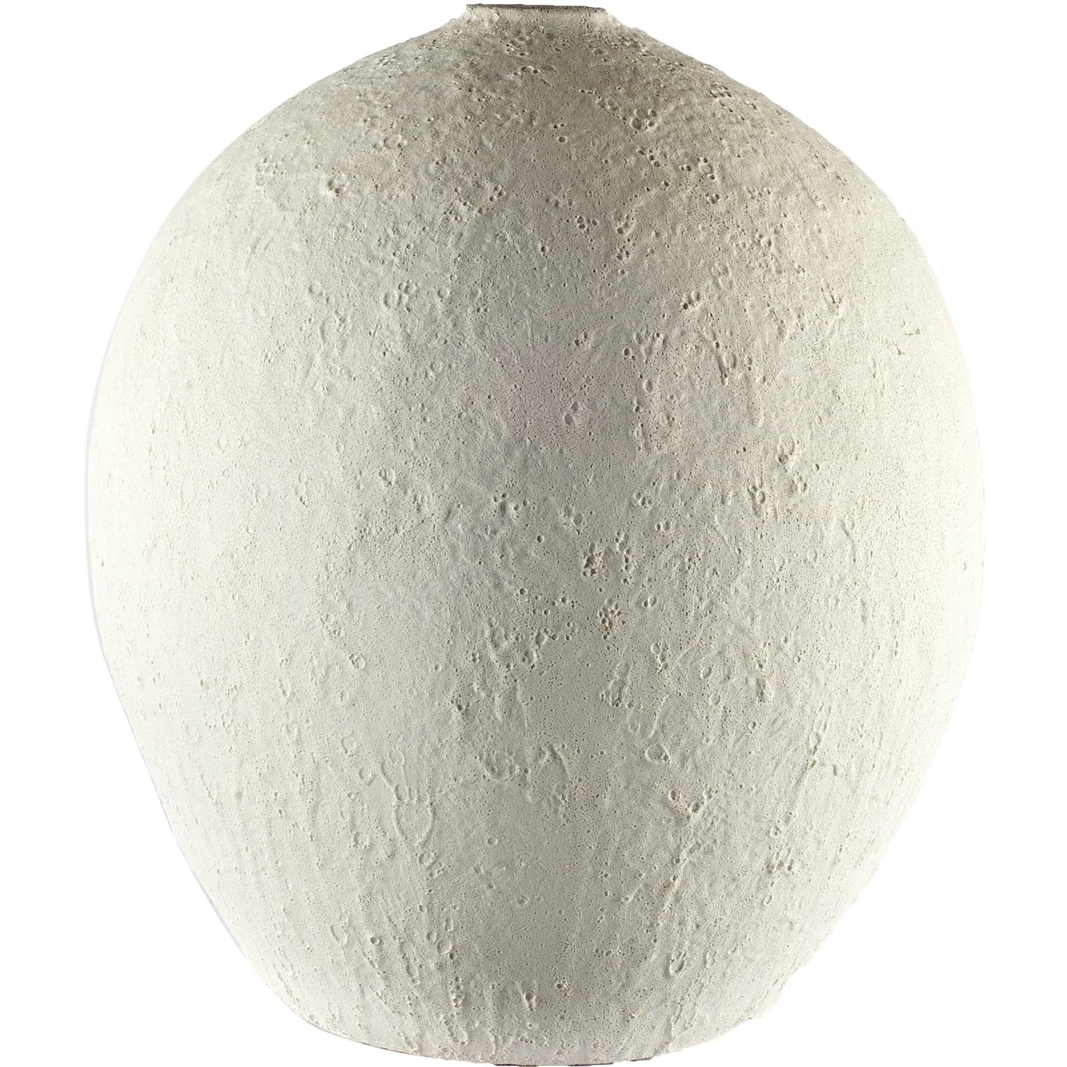 Textured white sphere vase on a white background