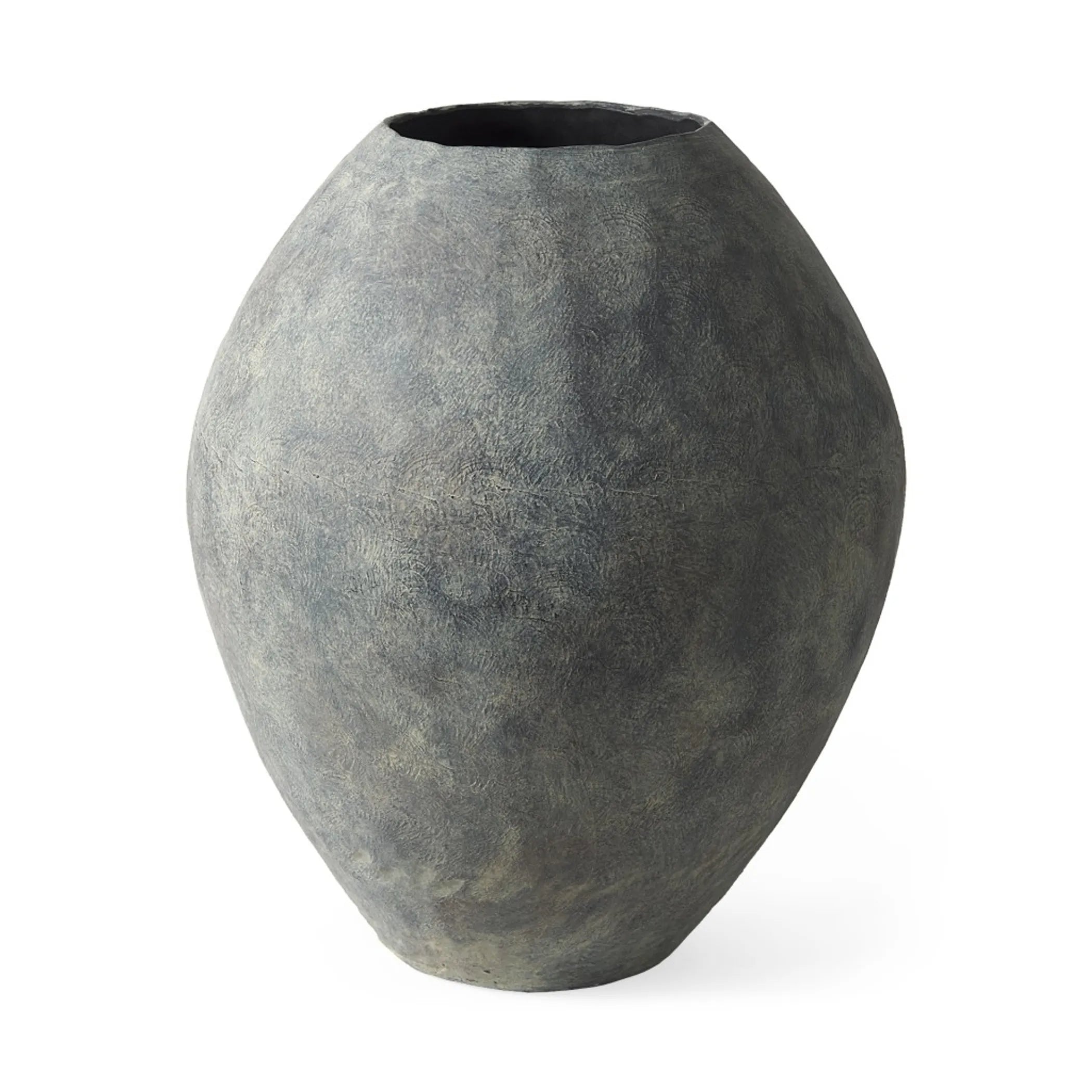 Gray textured vase on a white background