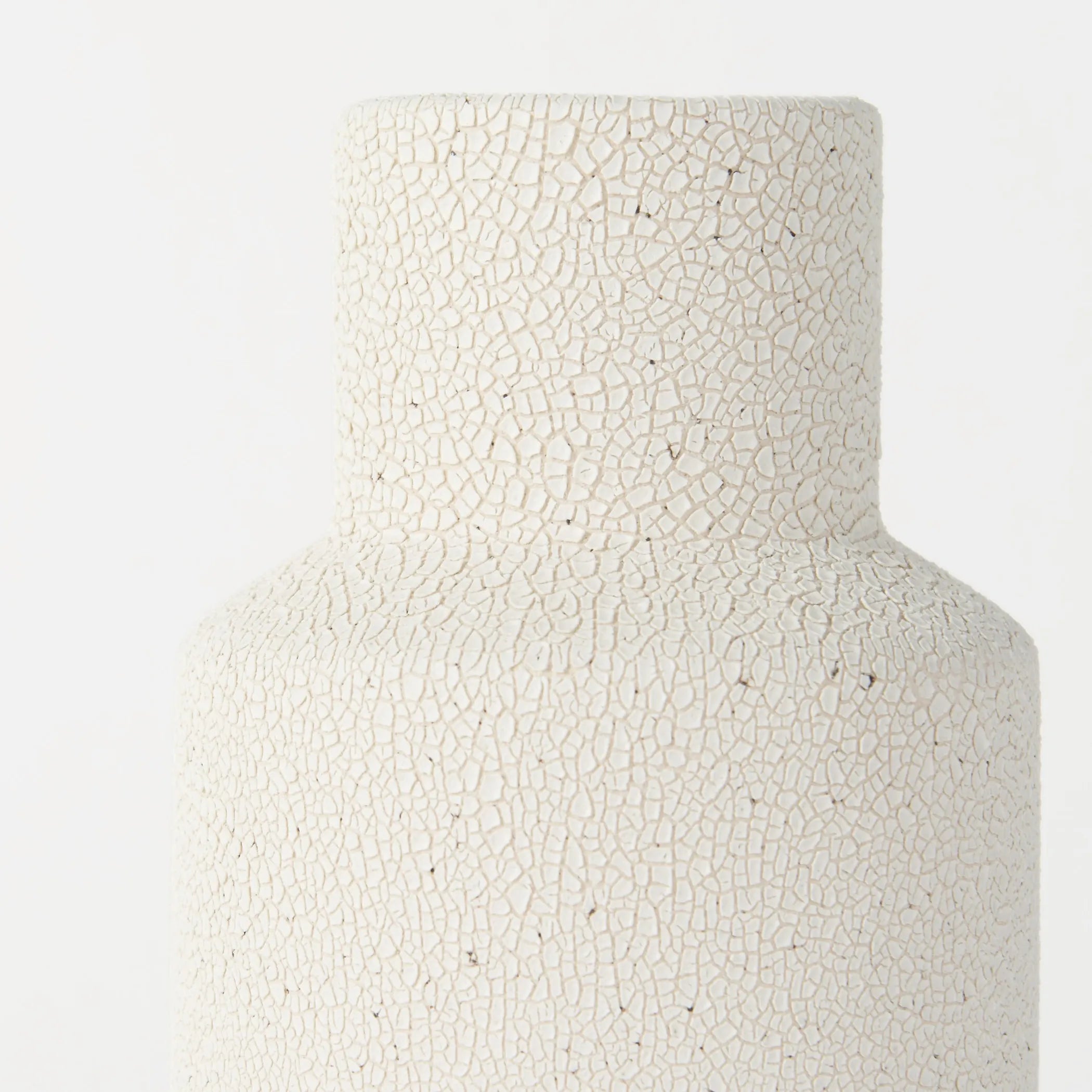 White textured vase on a light gray background