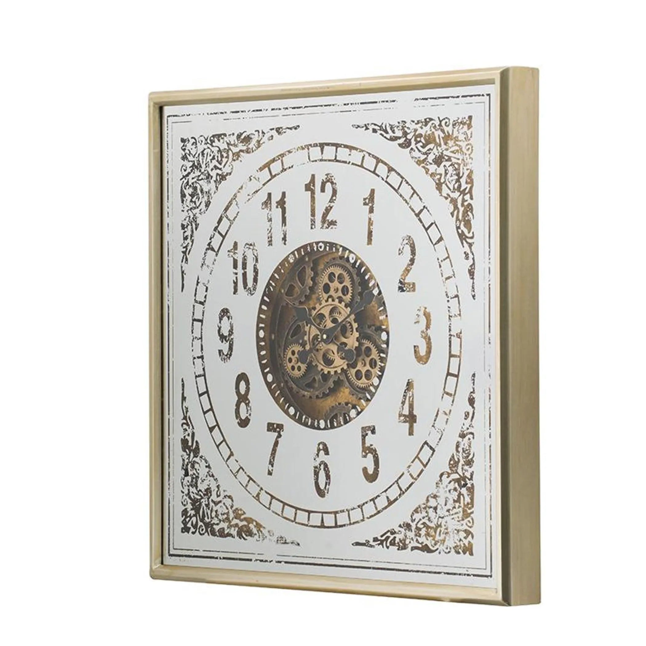 Decorative wall clock with intricate design on a white background