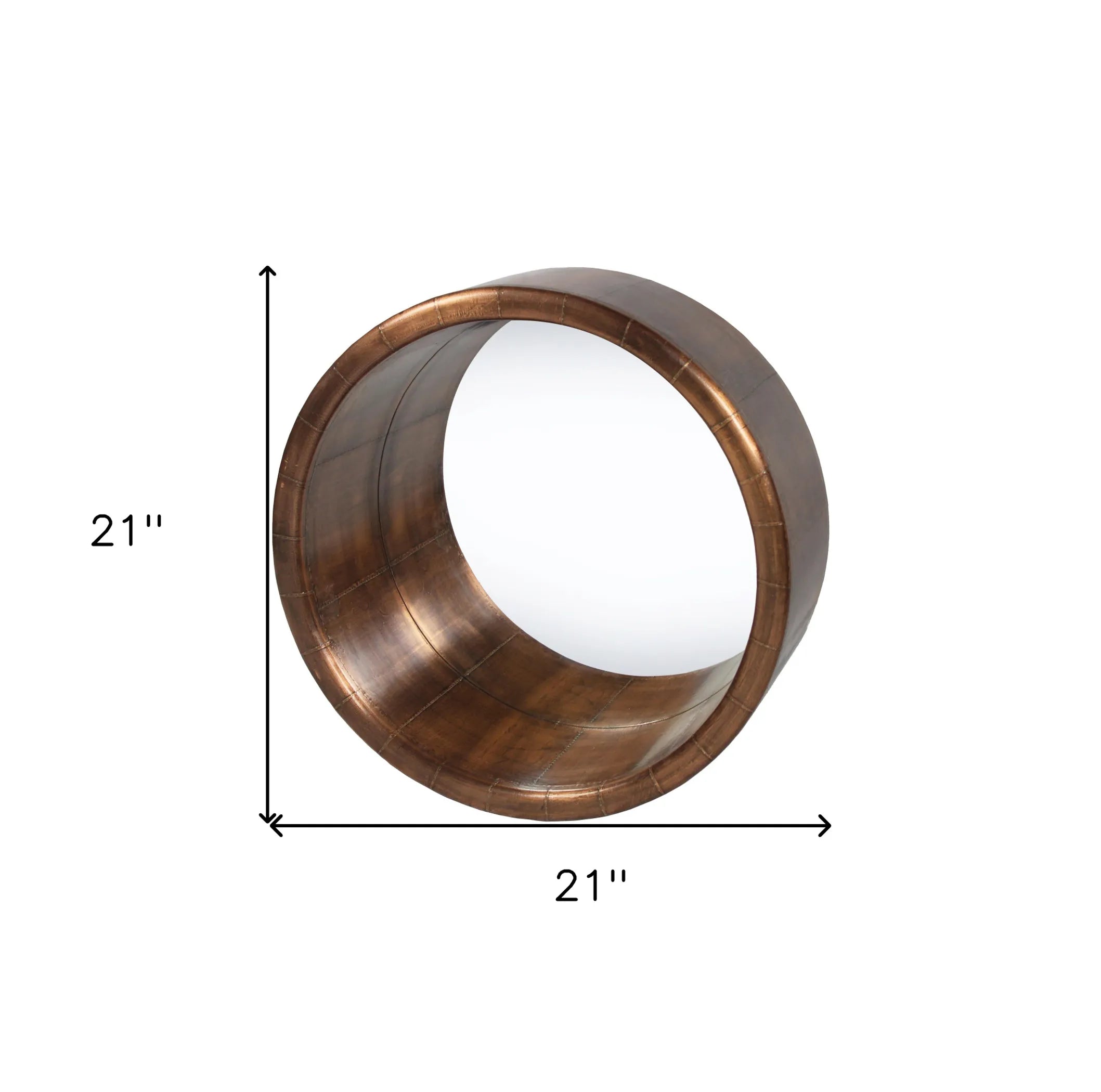 21" Copper Round Metal Framed Accent Mirror