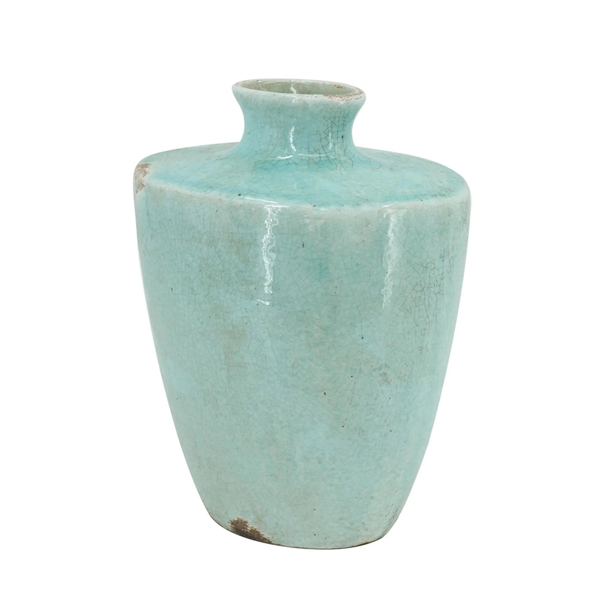Light blue ceramic vase on a white background