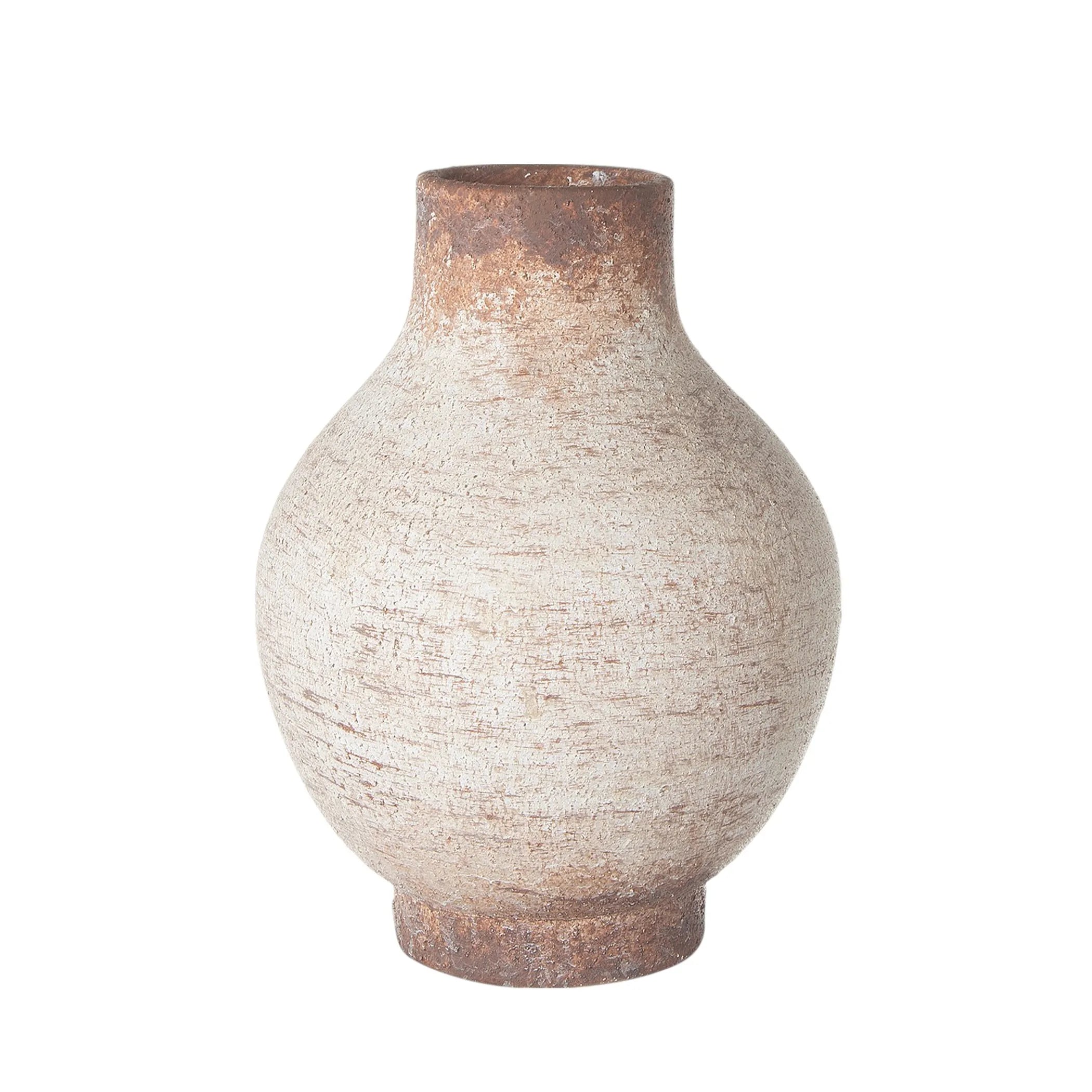 Textured ceramic vase on a white background
