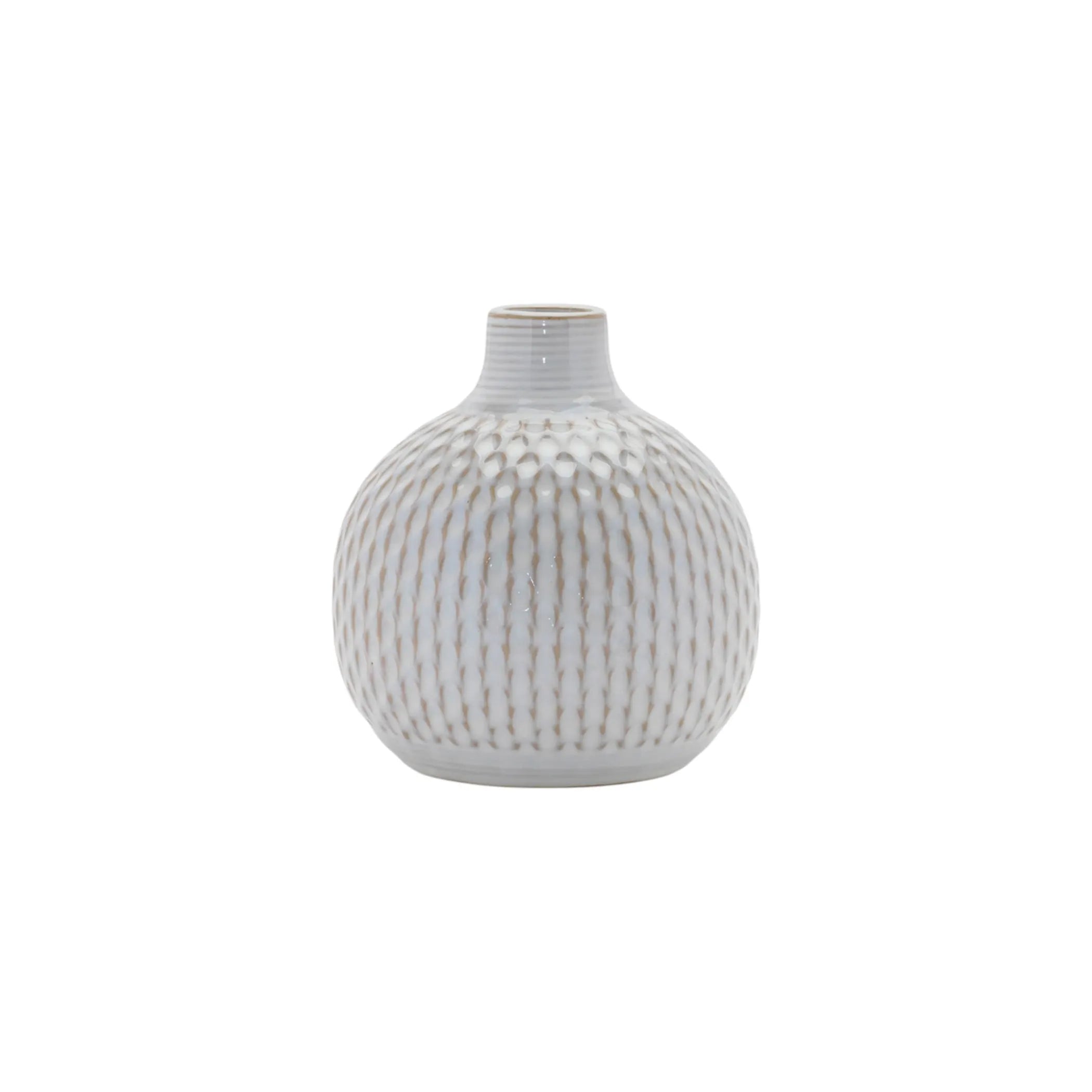 Textured ceramic vase on a white background