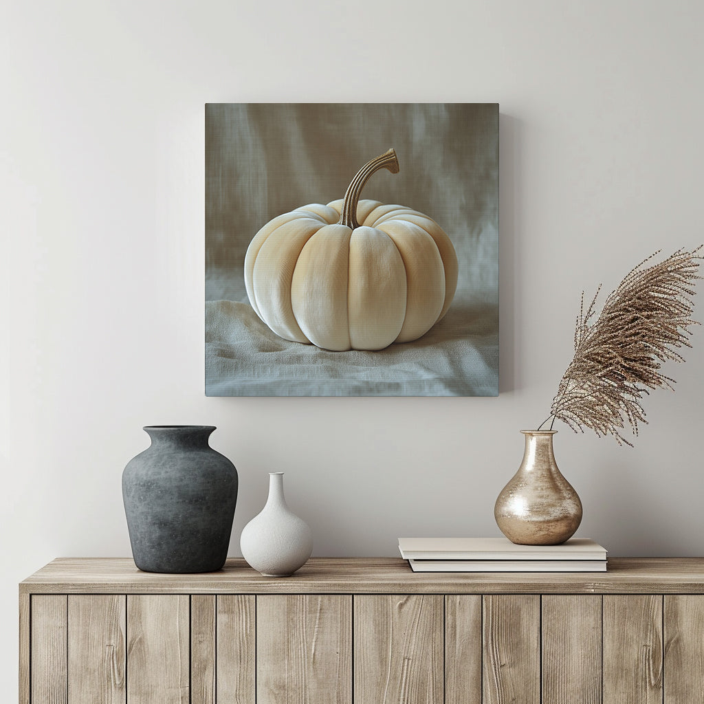 Pumpkin Wall Art - Canvas Print Gallery Wrap - Cream Velvet