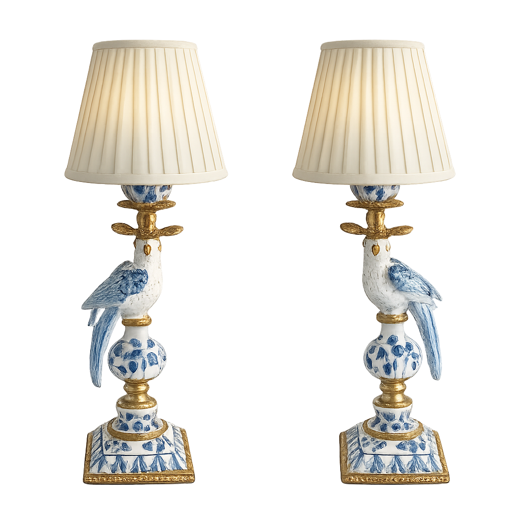 Large Blue & White Bird Rechargeable Lamp