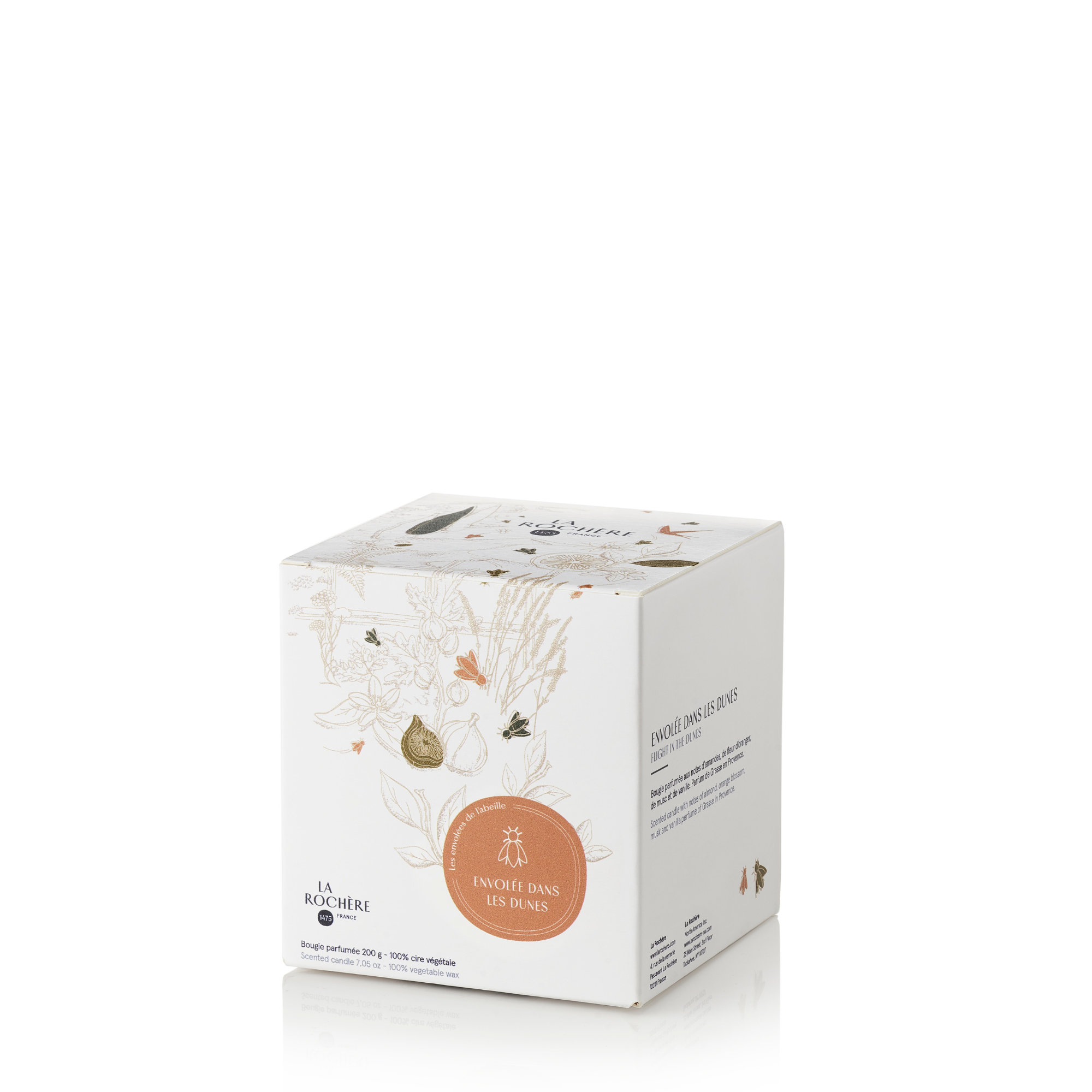 Product packaging with floral design on a white background