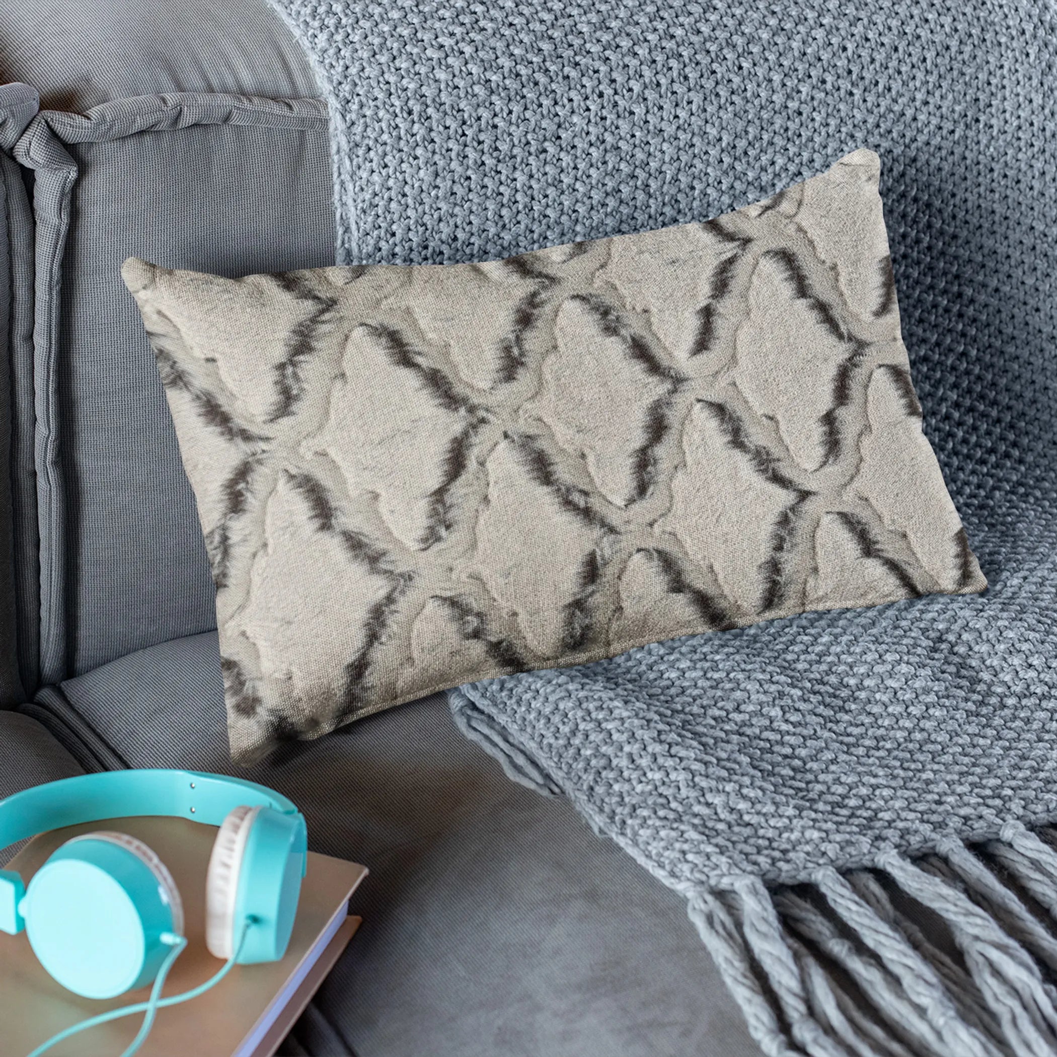 Brown Beige Diamond Animal Faux Fur Luxury Throw Pillow