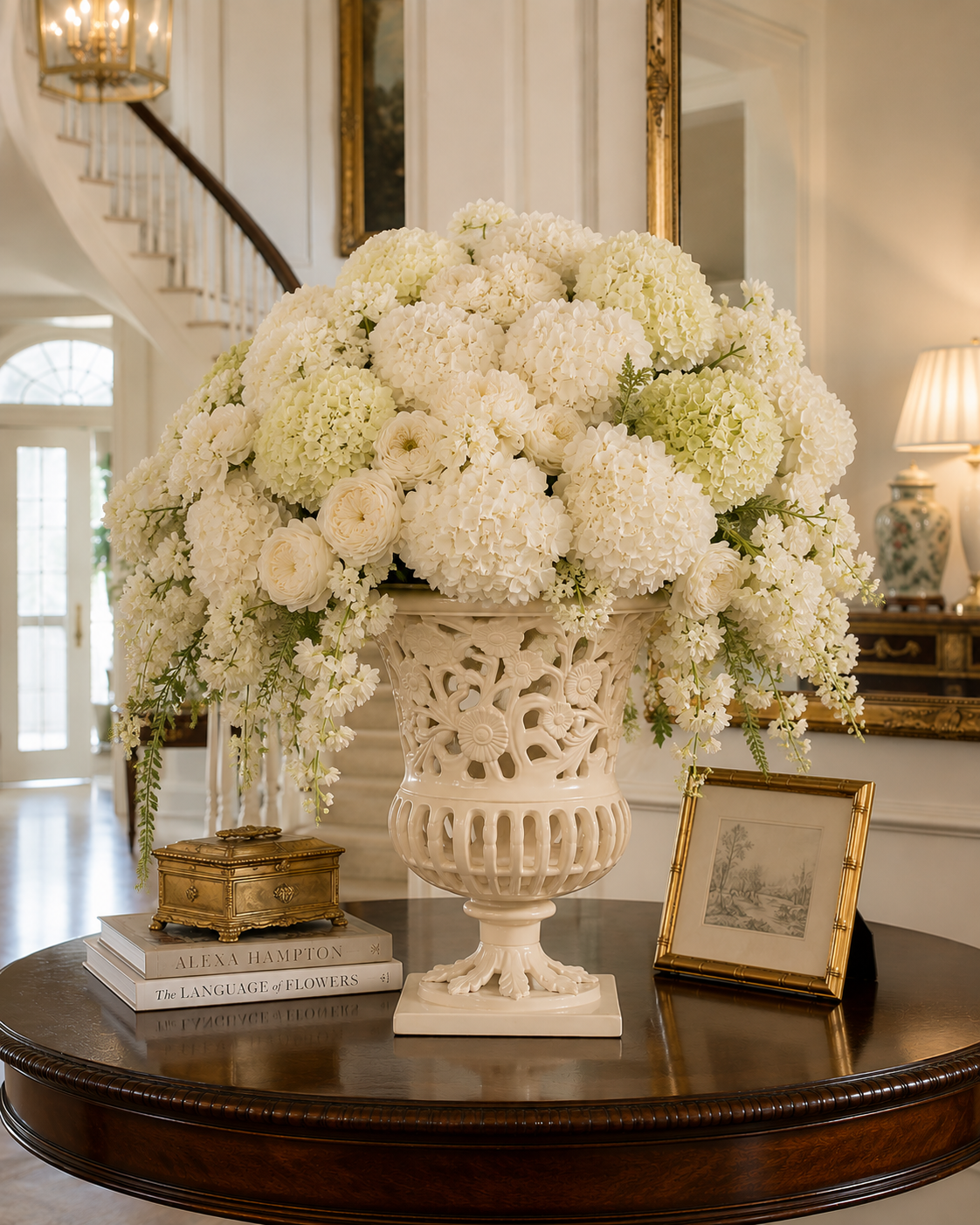 16" Bisque Floral Urn