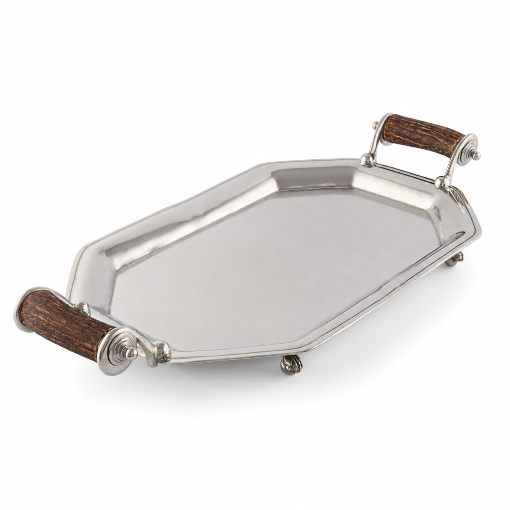 Parlor Tray with Composite Antler Handles
