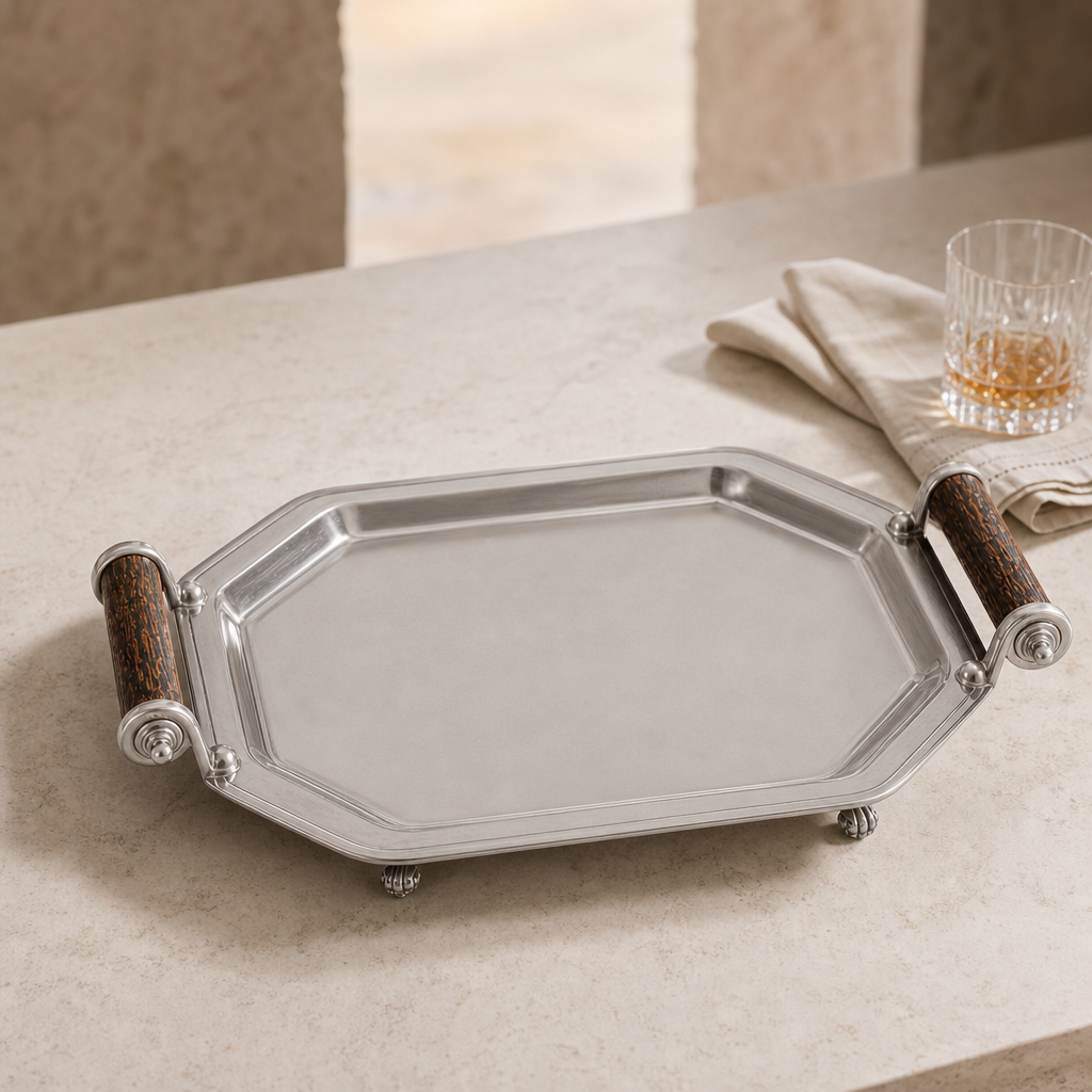 Parlor Tray with Composite Antler Handles