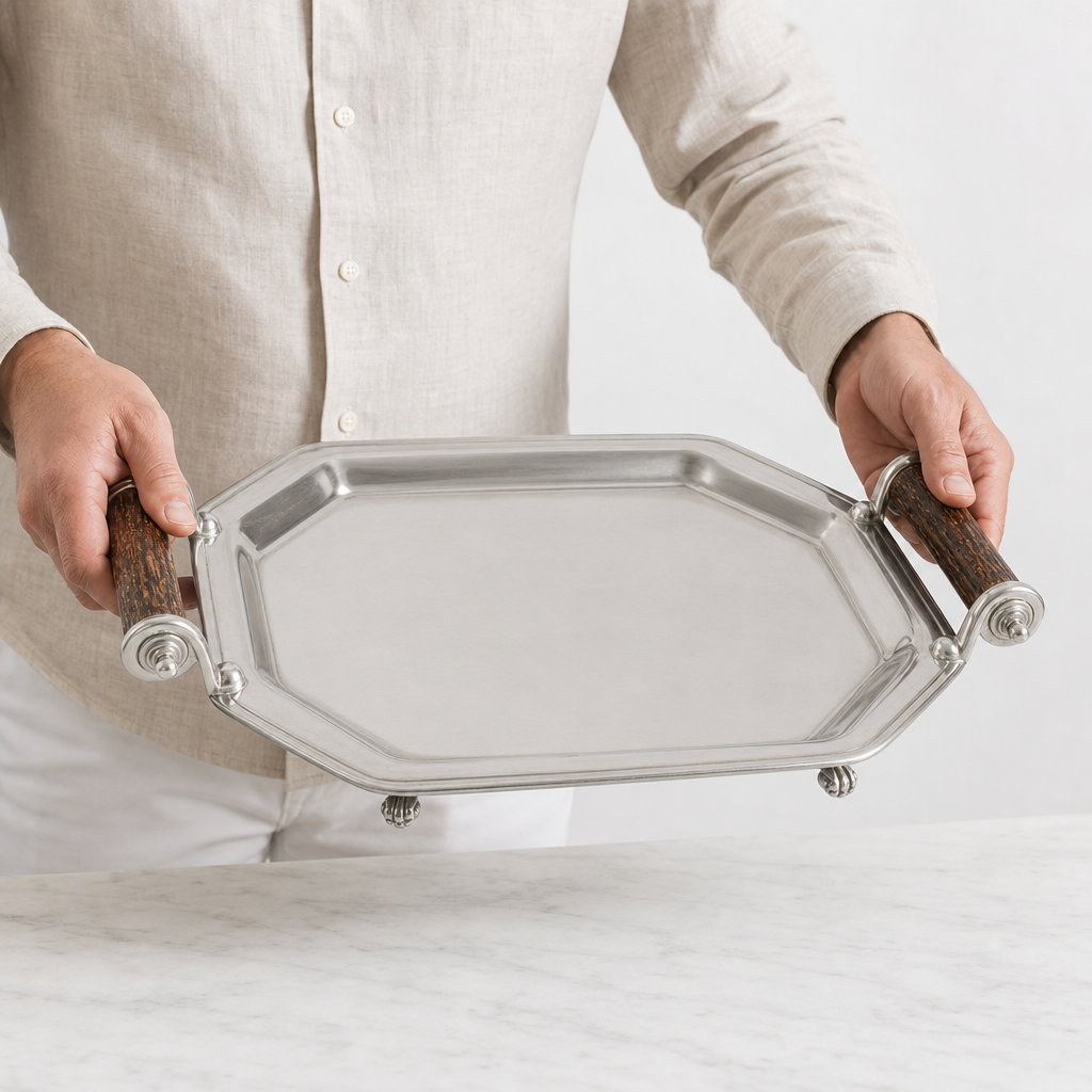 Parlor Tray with Composite Antler Handles