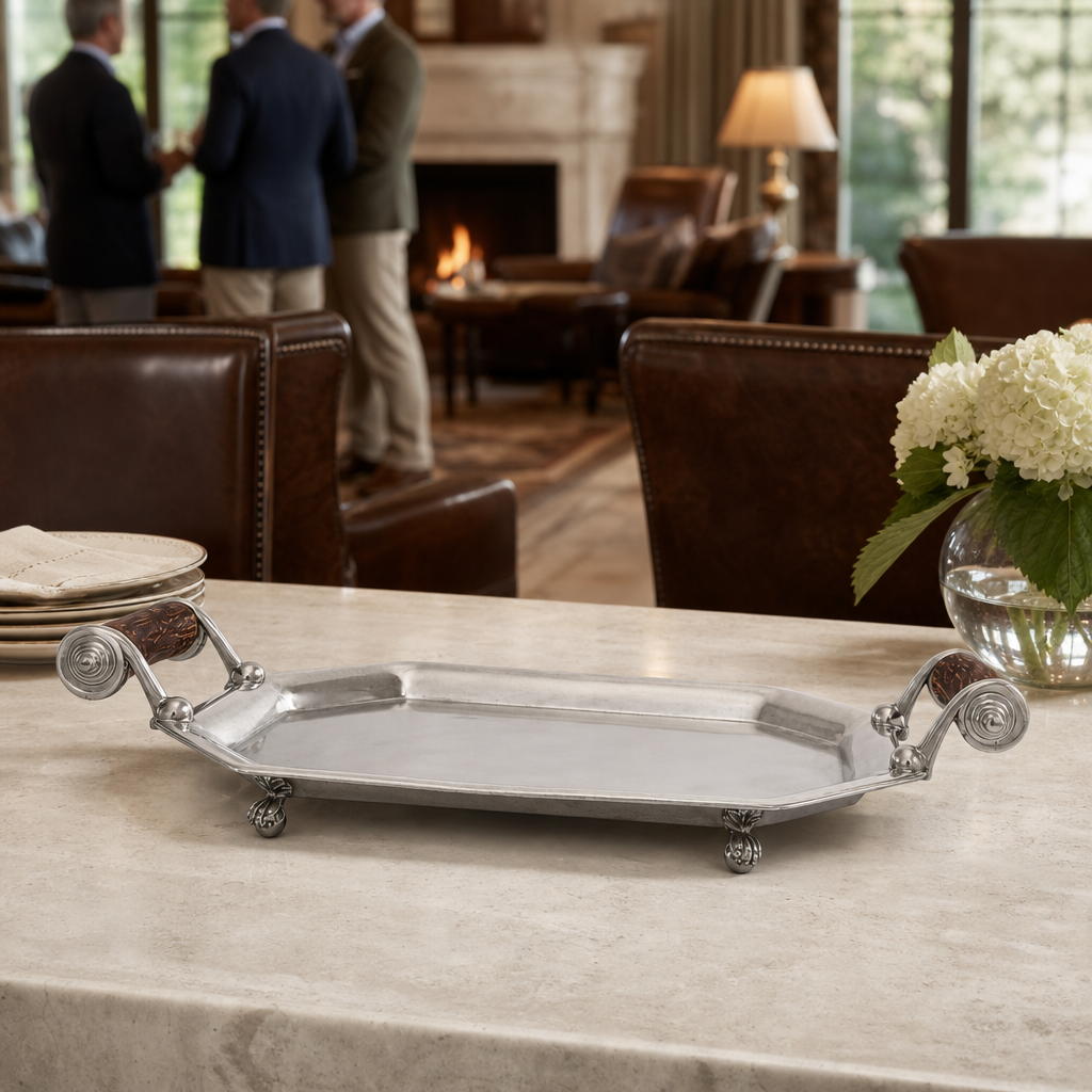 Parlor Tray with Composite Antler Handles