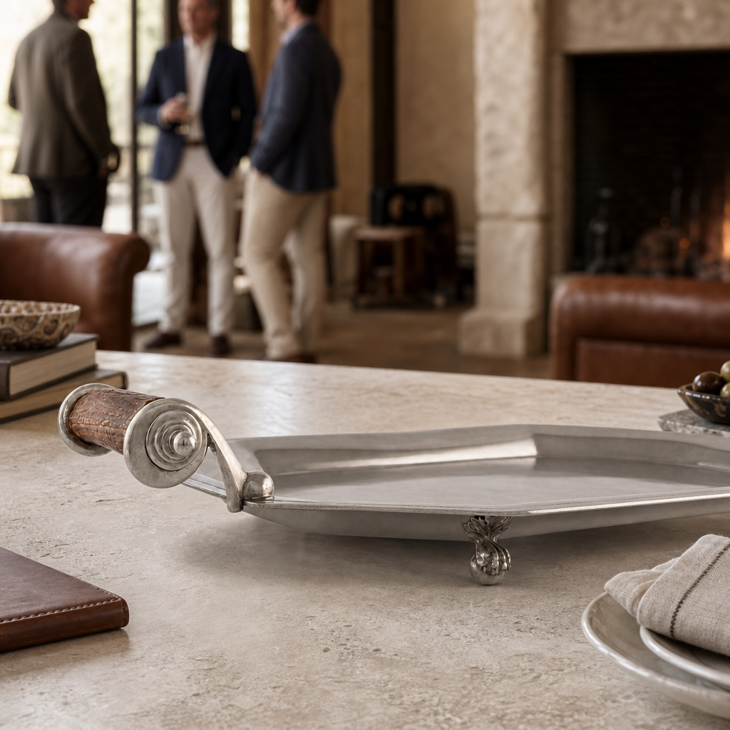 Parlor Tray with Composite Antler Handles