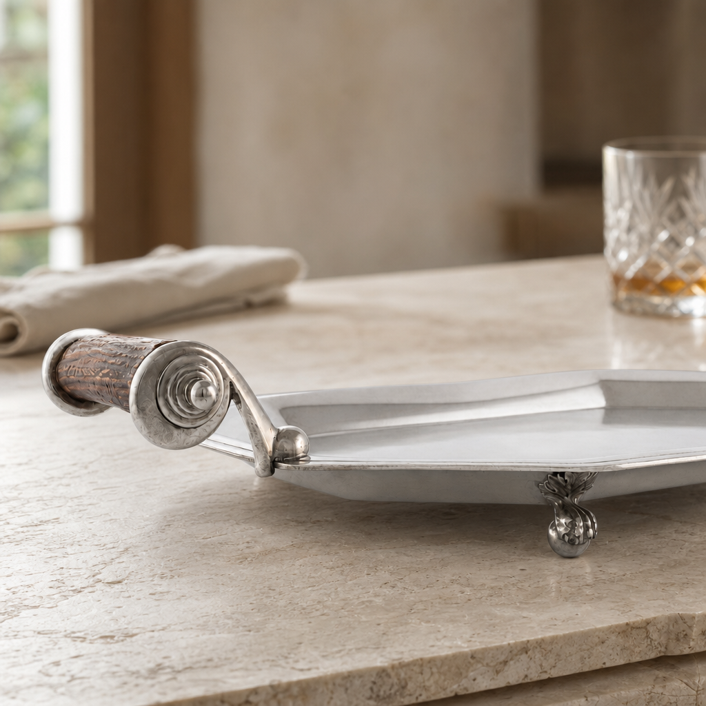 Parlor Tray with Composite Antler Handles