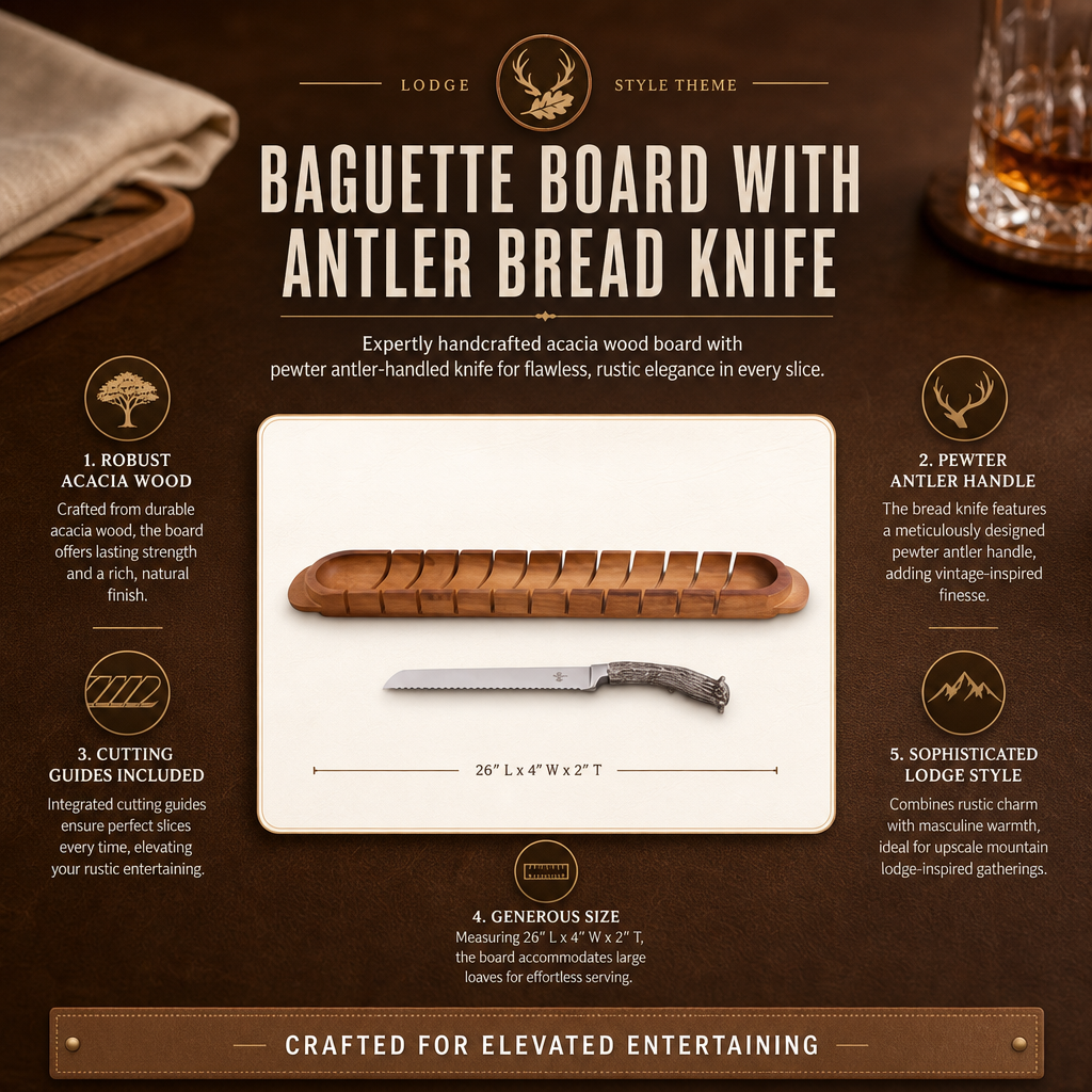 Baguette Board with Antler Bread Knife