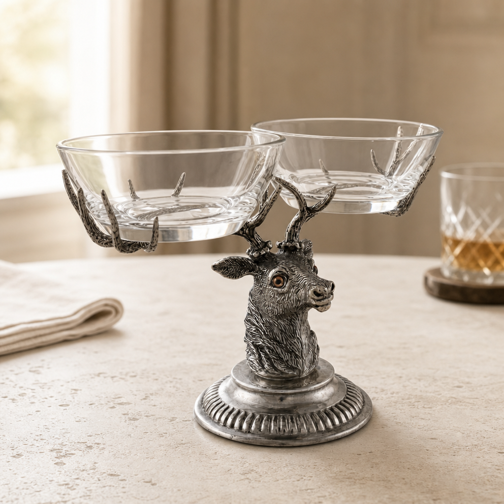 Stag Head Double Condiment Bowl