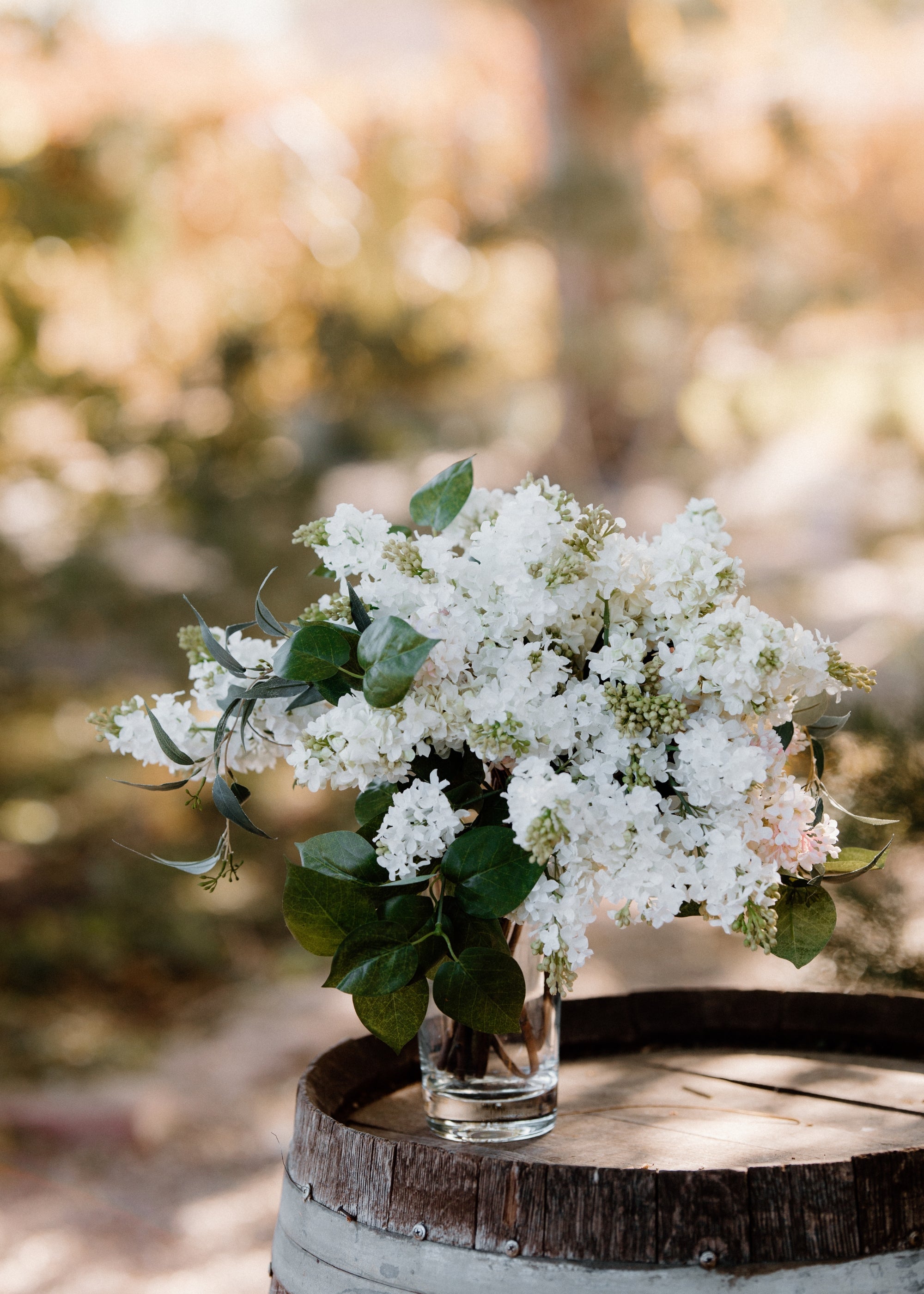 Premium Artificial Blooming Lilac Stem in White - 26"