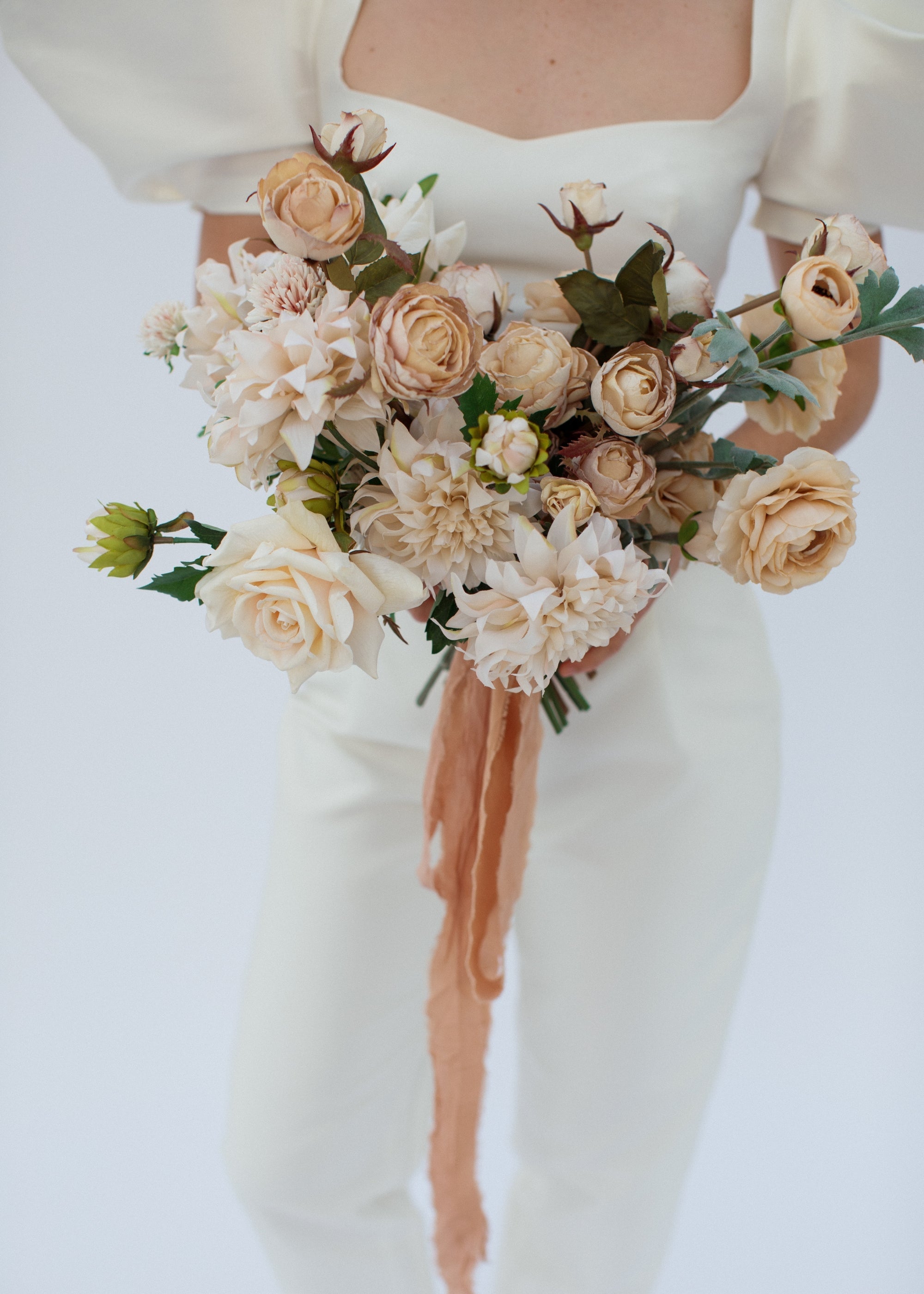 Ivory Artificial Dahlia Flower - 19.5"