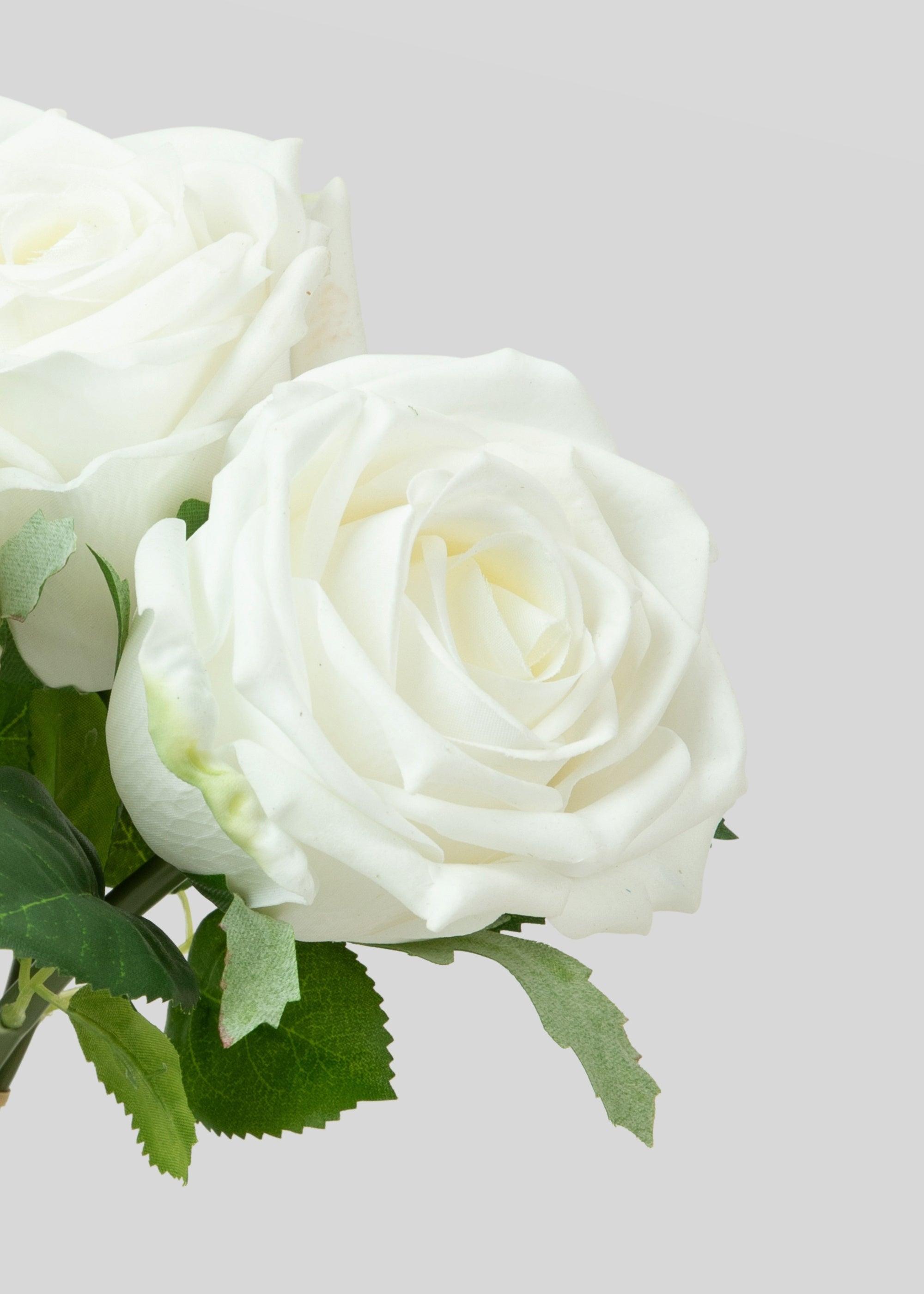 Artificial Flower Bundle of White Natural Touch Roses - 11.5"