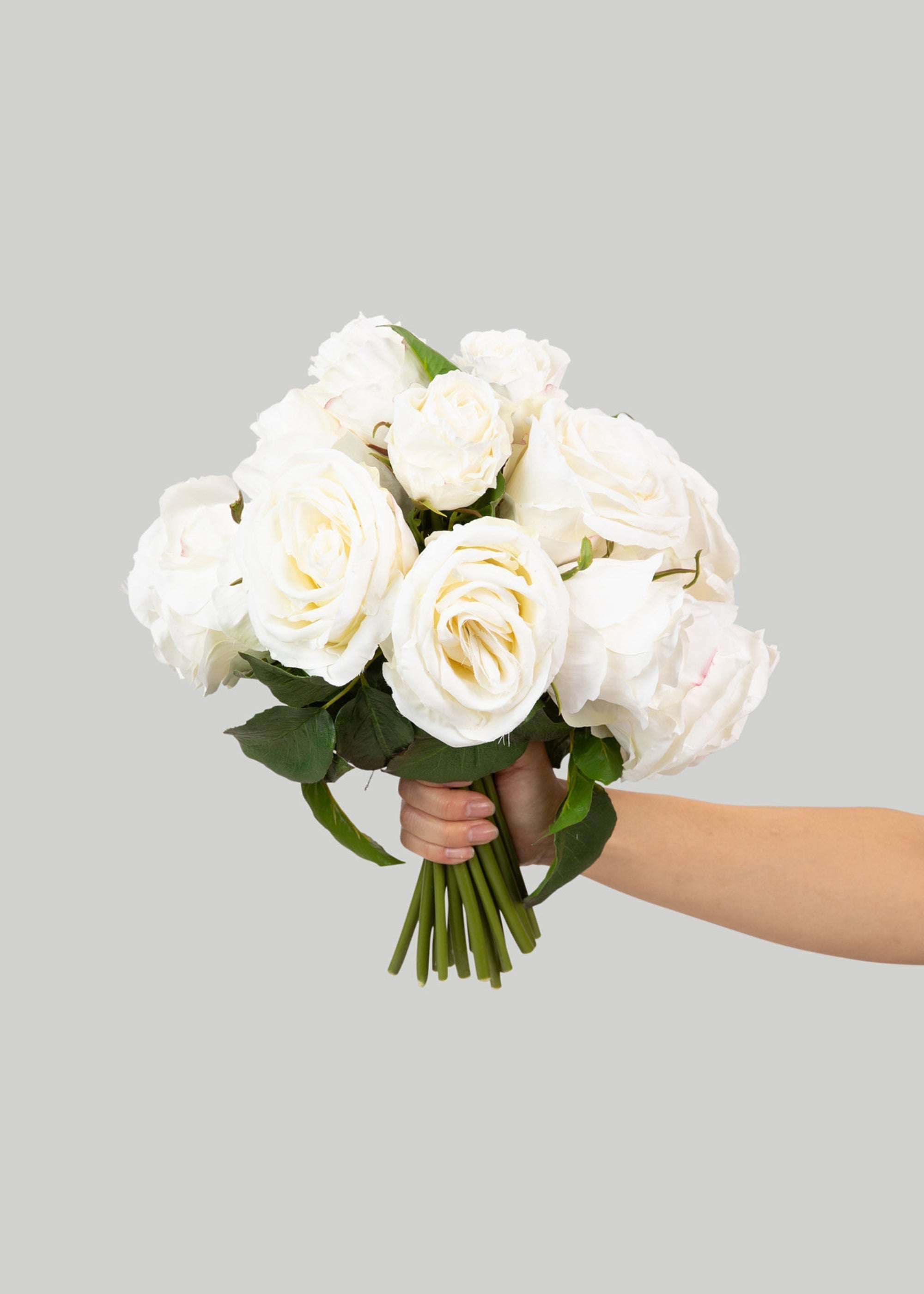 Premium Faux-Ever Rose Bouquet in Cream - 12"
