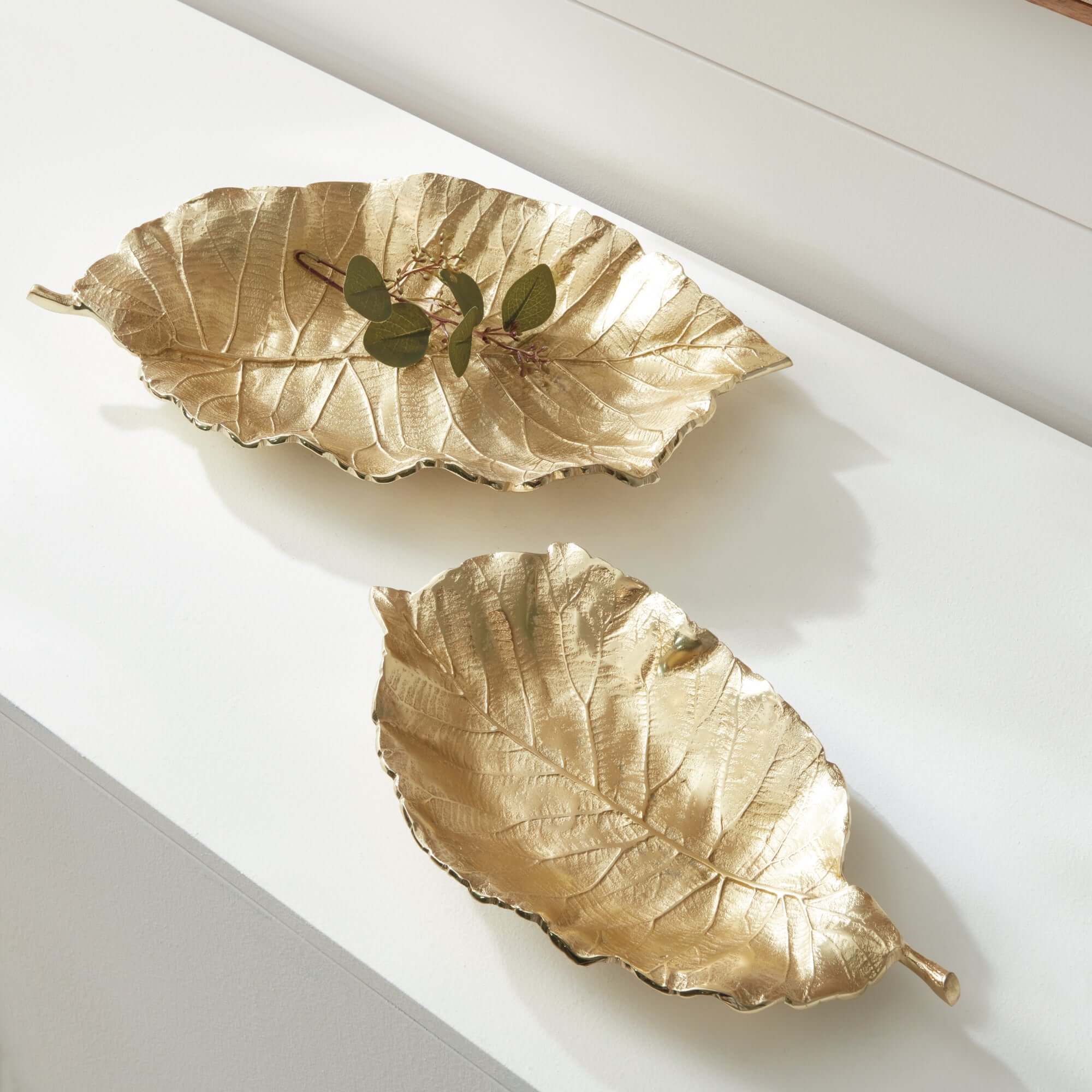 Antique Gold Leaf Shaped Accent Tray