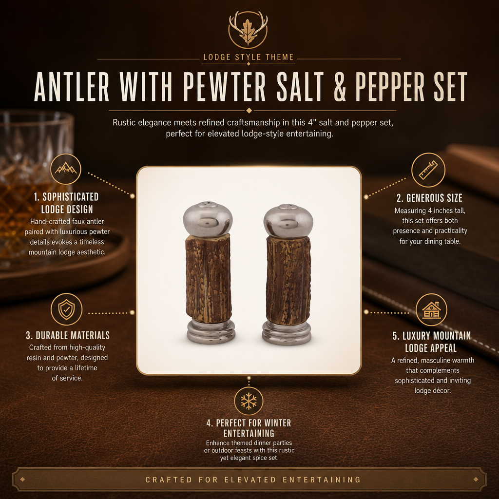Antler with Pewter Salt & Pepper Set
