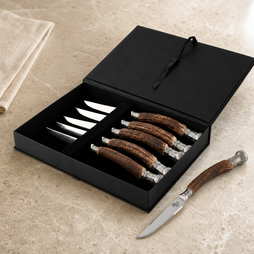 Composite Antler King Crown Steak Knife Set
