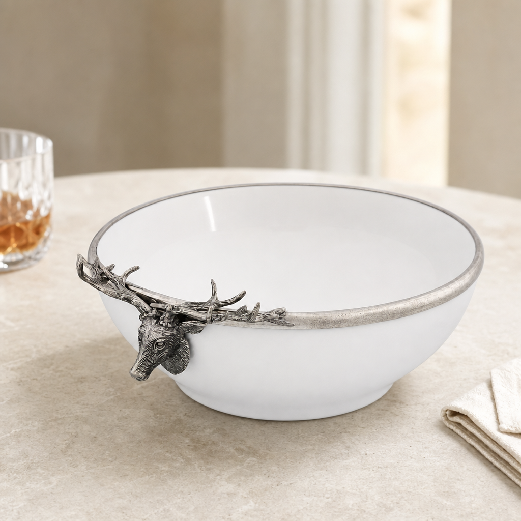 Elk Head Stoneware Bowl Larger
