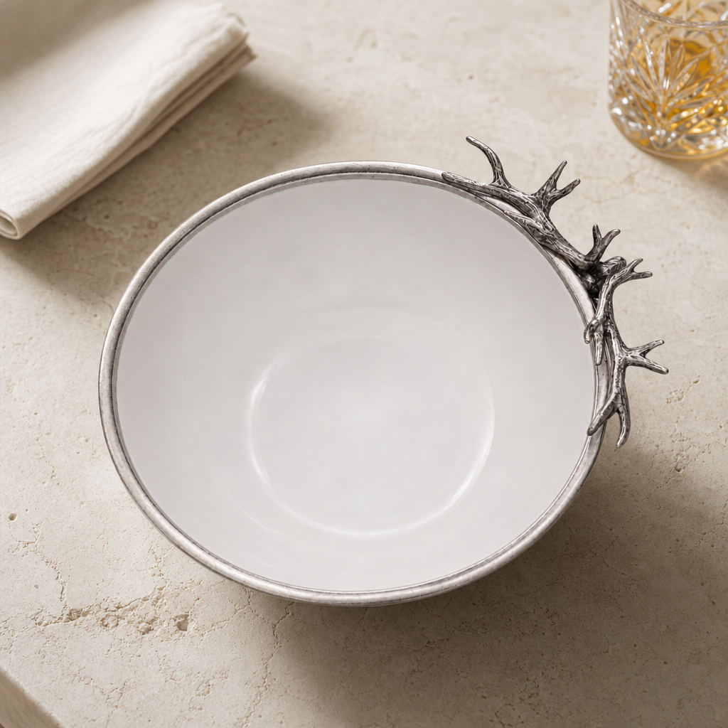 Elk Head Stoneware Bowl Larger