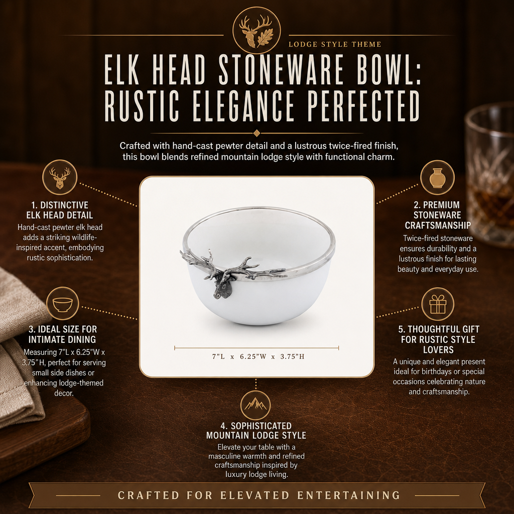 Elk Head Stoneware Bowl Small