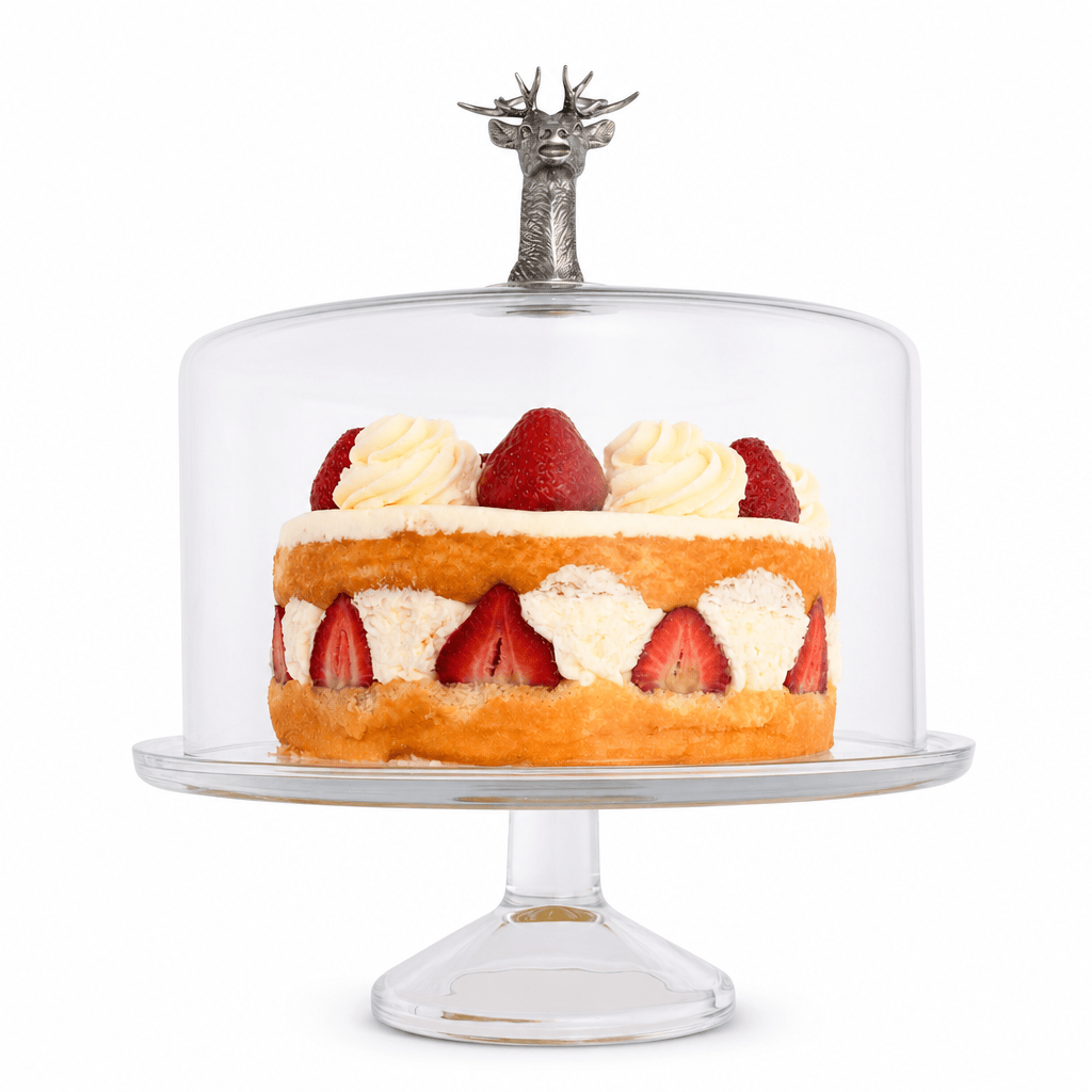 Elk Head Knob Glass Covered Cake / Dessert Stand