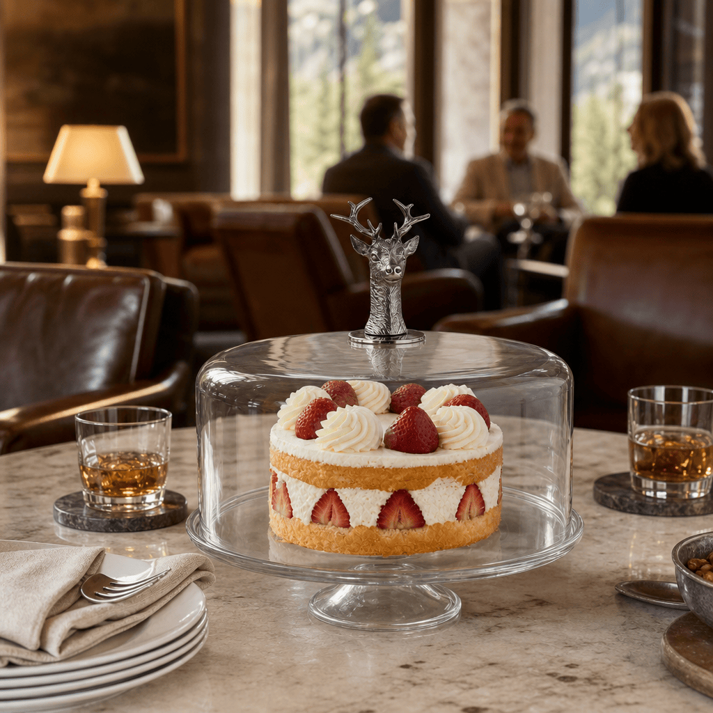 Elk Head Knob Glass Covered Cake / Dessert Stand