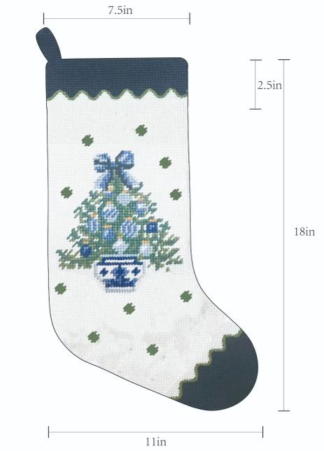 The Chinoiserie Tree Needlepoint Stocking (2 Sizes)