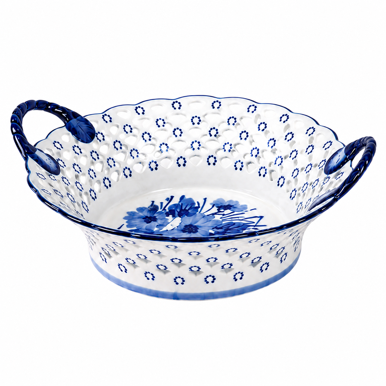 Set of Pierced Floral Handle Bowls