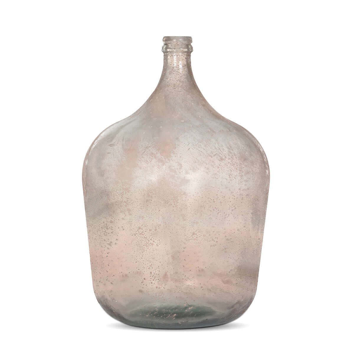 Large glass demijohn on a white background