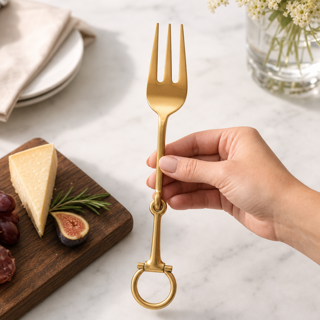 Bit Serving Fork - Stainless Steel Shiny Gold