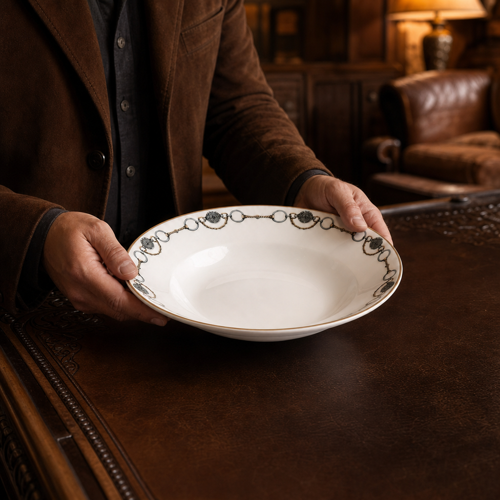 Amarillo Concho Pattern Bone China Soup Plate